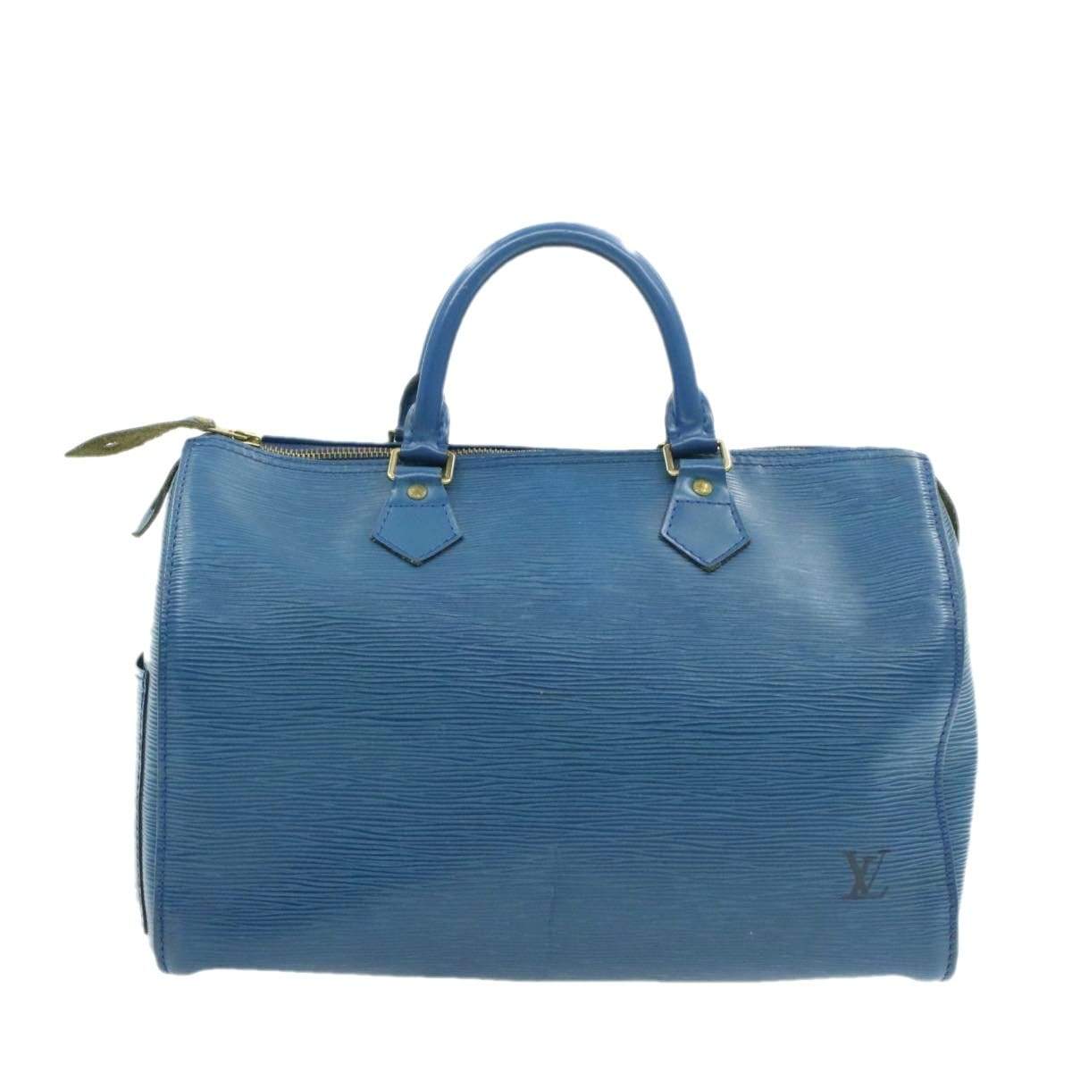 Louis Vuitton LOUIS VUITTON Epi Speedy 30 Hand Bag Toledo Blue LV VI1923