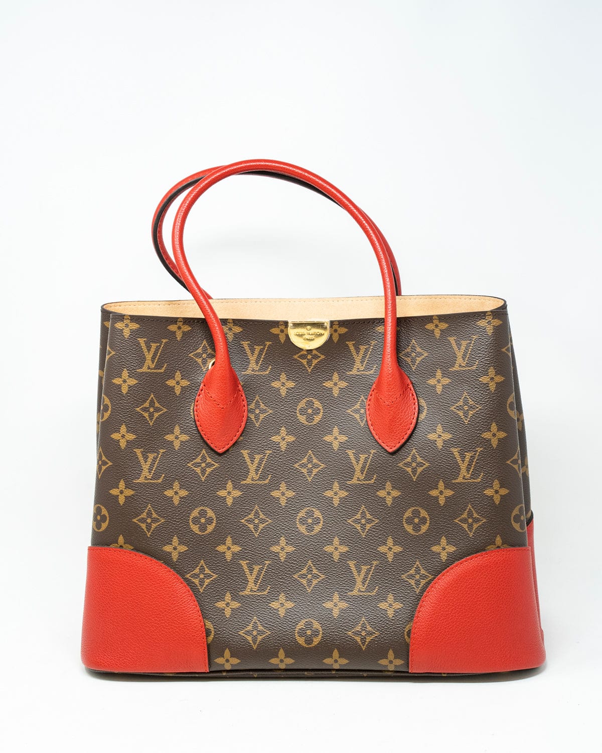 Louis Vuitton Louis Vuitton monogram canvas tote bag with red leather trims - AJL0003