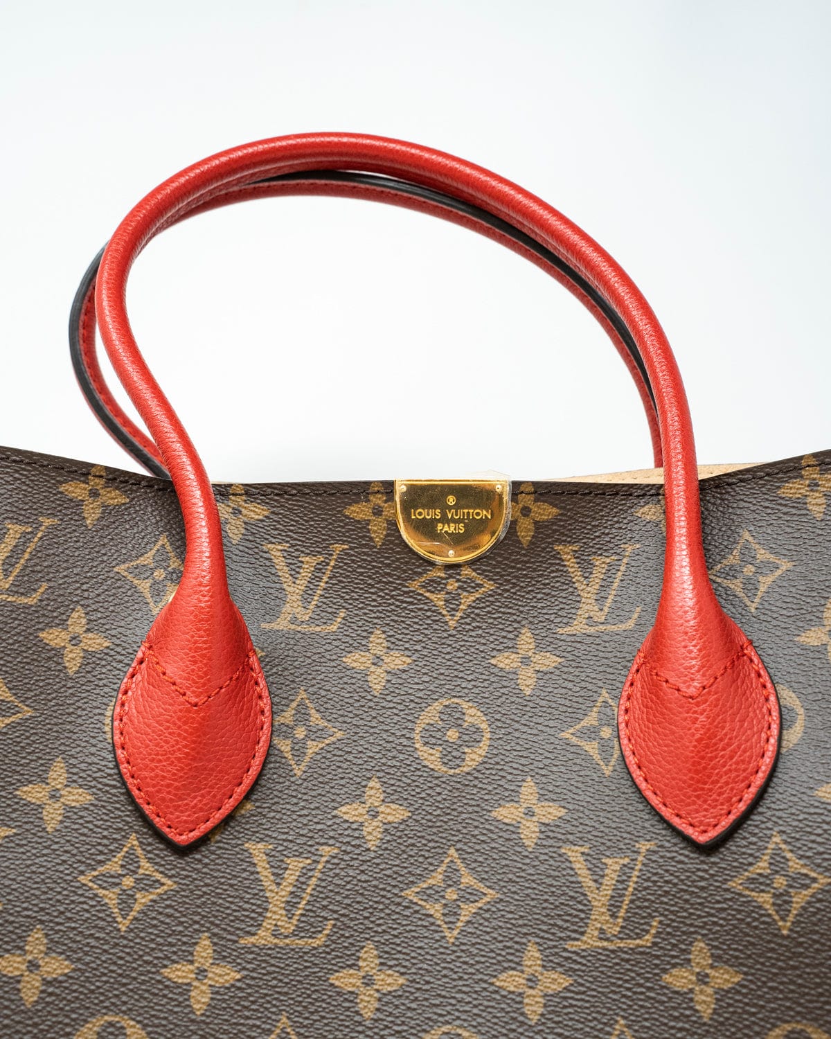 Louis Vuitton Louis Vuitton monogram canvas tote bag with red leather trims - AJL0003