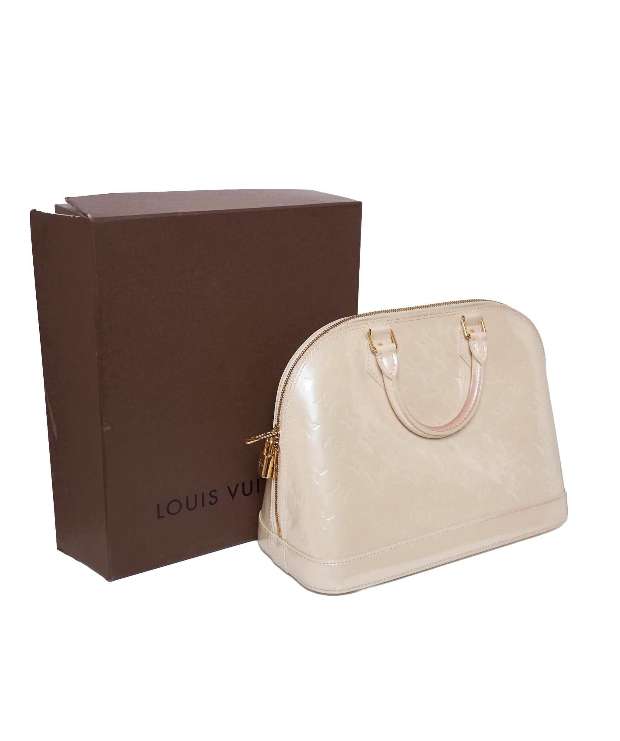 Louis Vuitton Louis Vuitton Vernis Alma MM Cream Bag   - ADL1233