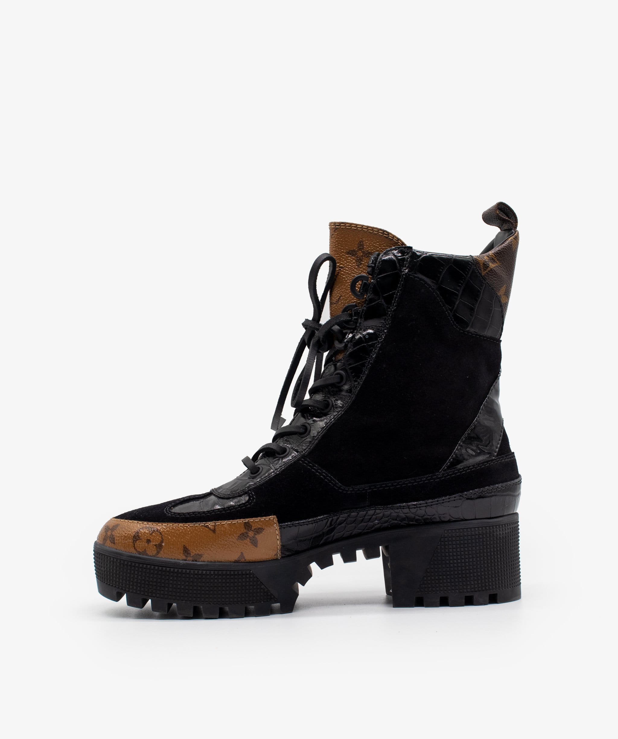 Louis Vuitton Louis Vuitton Monogram Suede Combat Boots