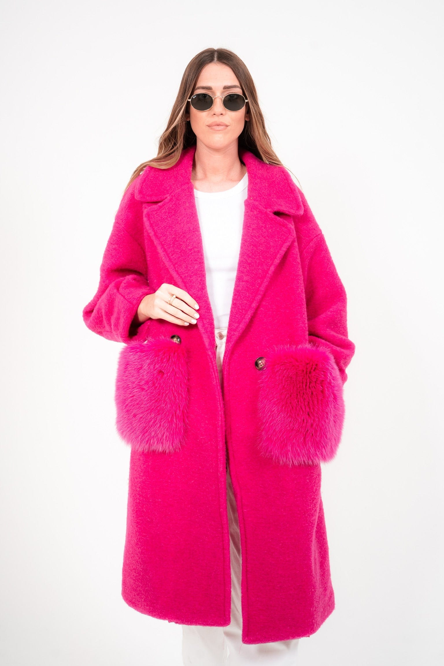 Luxury Promise Pink Coat with Fur pockets - AWC1160