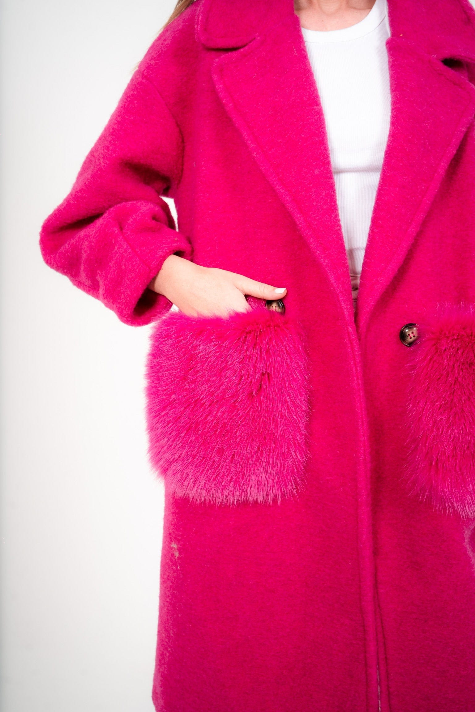 Luxury Promise Pink Coat with Fur pockets - AWC1160