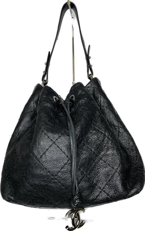 87257 Chanel Black CalfskinCC Bucket Bag