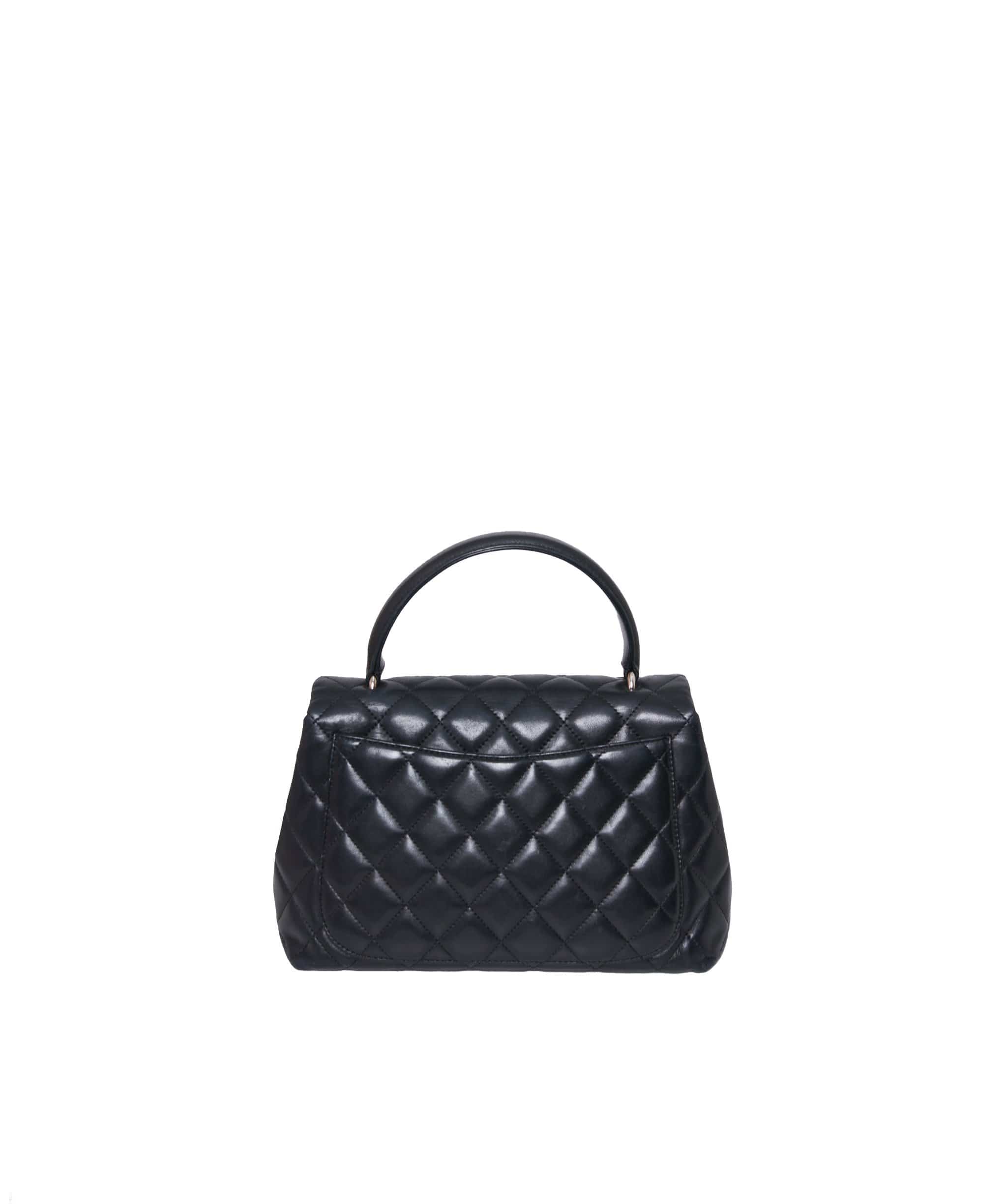 LuxuryPromise Chanel Black Lambskin Coco Top Handle Bag Silver Hardware - AGL1233