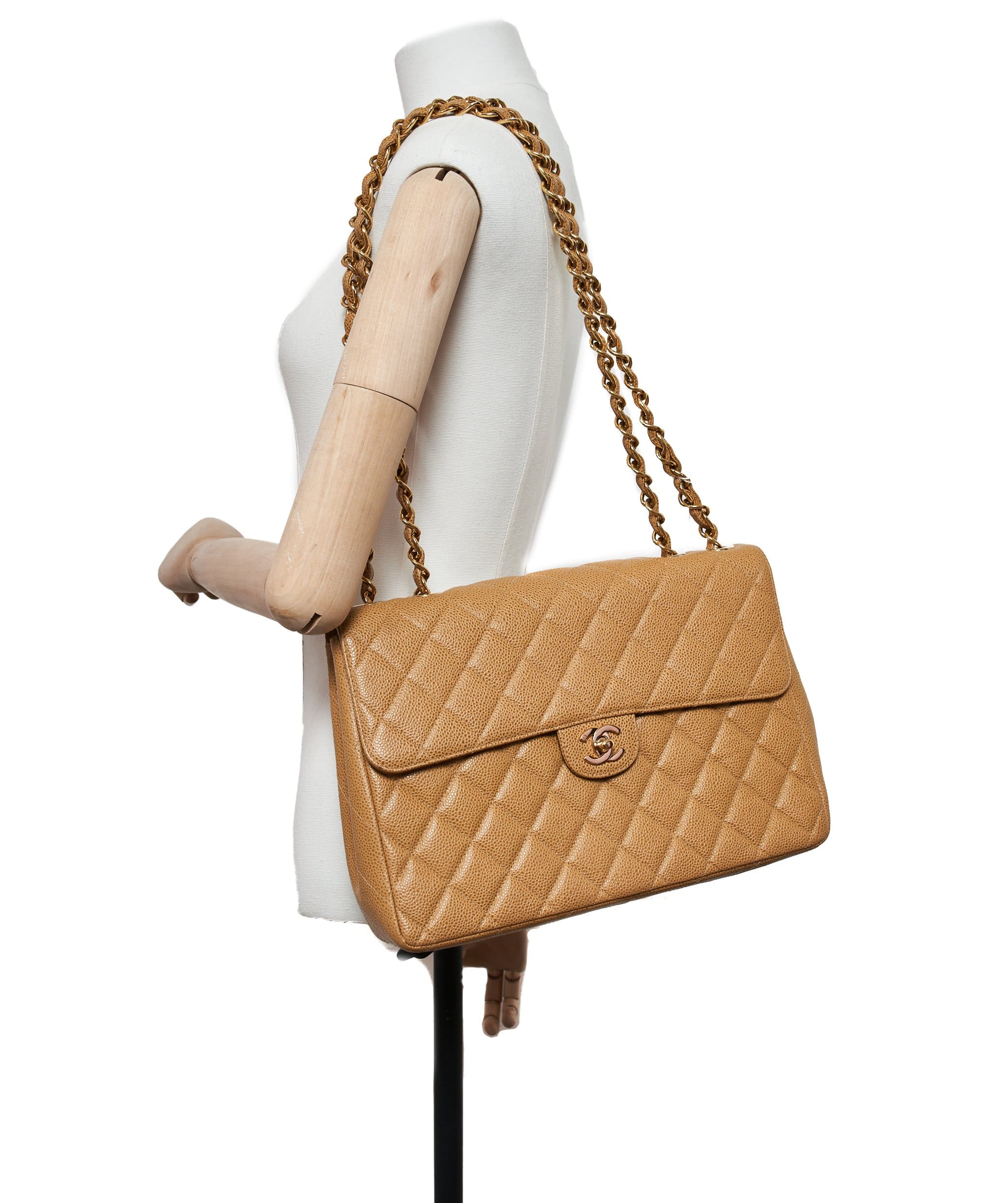 LuxuryPromise Chanel Classic Timeless Tan Jumbo Caviar Skin Bag - AWL1444