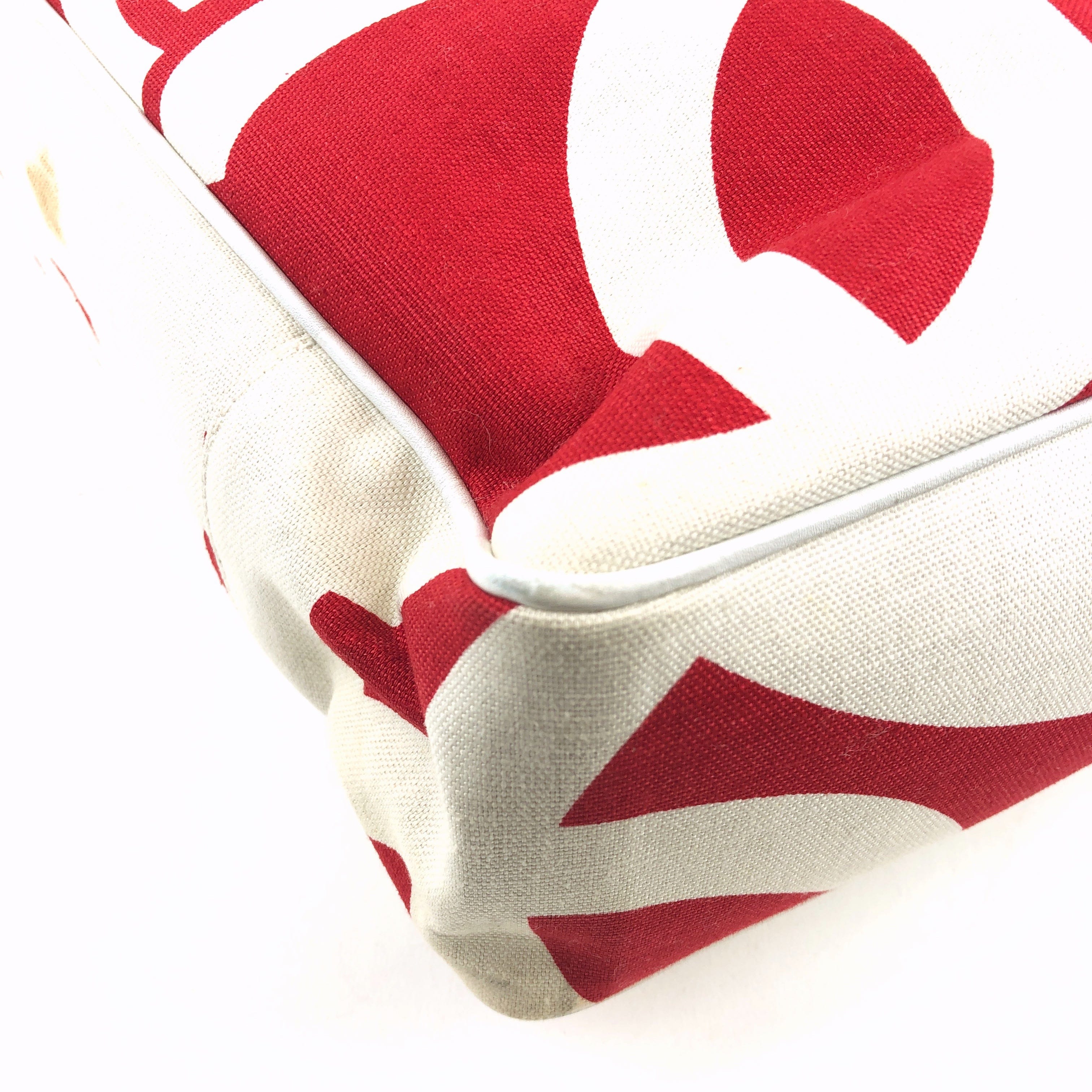 LuxuryPromise Chanel Chain Tote Bag canvas red x white