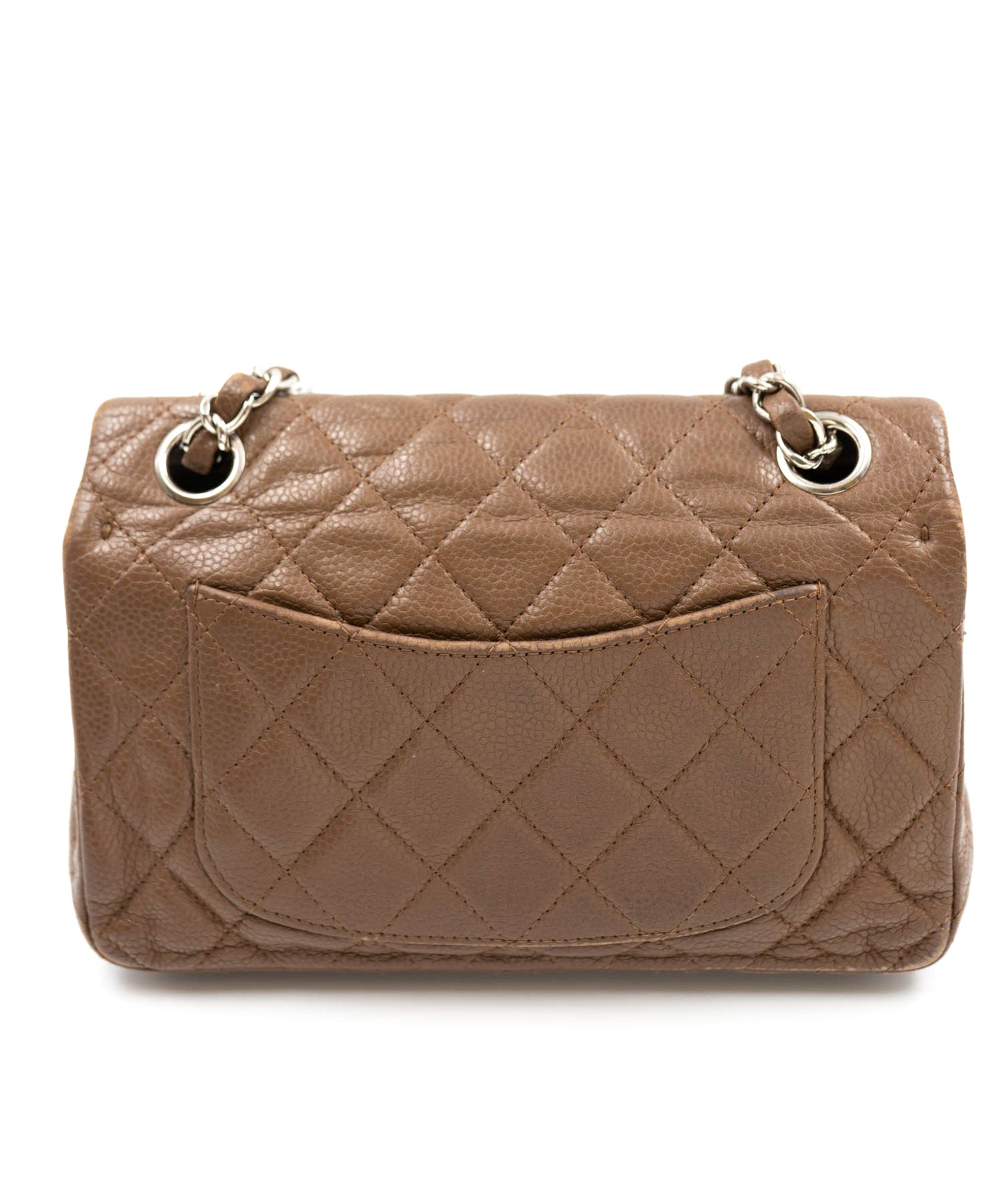 LuxuryPromise Chanel Caviar Skin 8” classic flap light brown with SHW - AWL3675