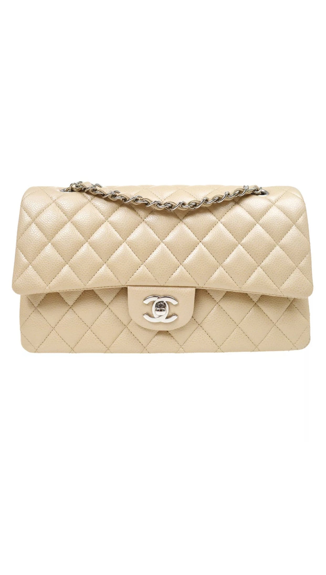 LuxuryPromise Chanel medium classic flap beige caviar