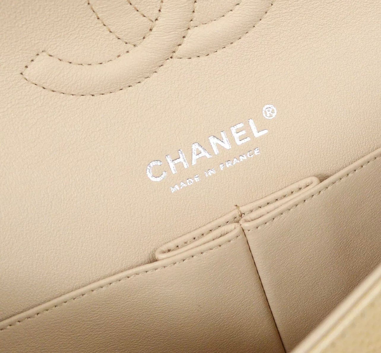 LuxuryPromise Chanel medium classic flap beige caviar