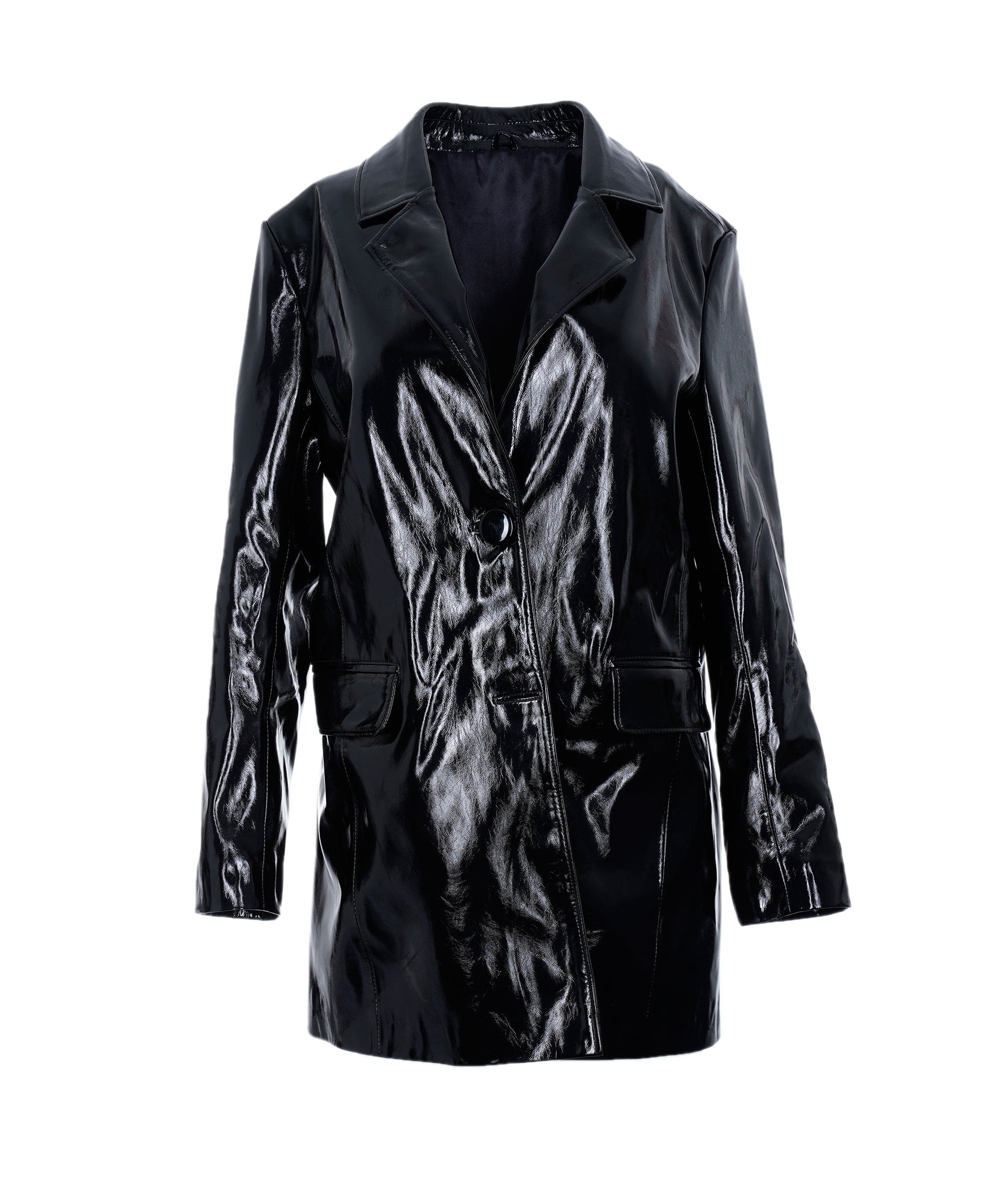 LuxuryPromise black patent leather blazer jacket AVC1055