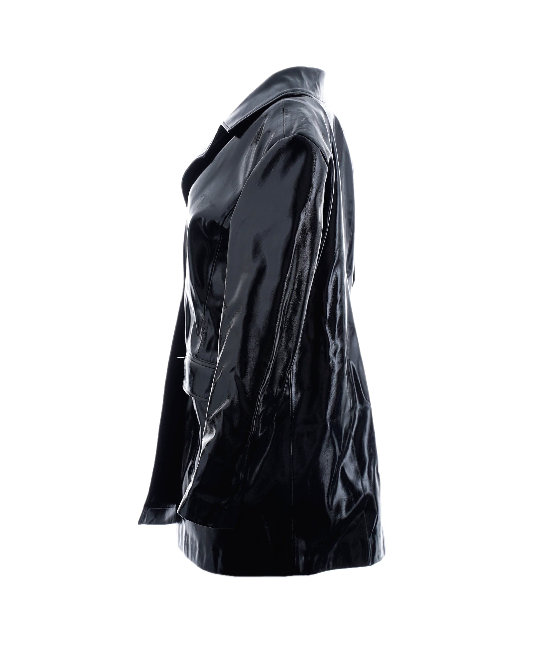 LuxuryPromise black patent leather blazer jacket AVC1055