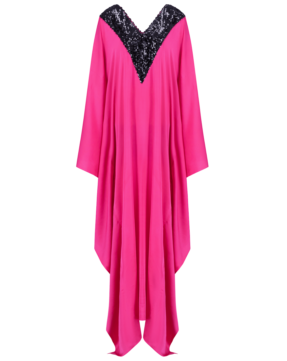 LuxuryPromise HER Silk Kaftan with V Neck Sequin: Pink REC1365