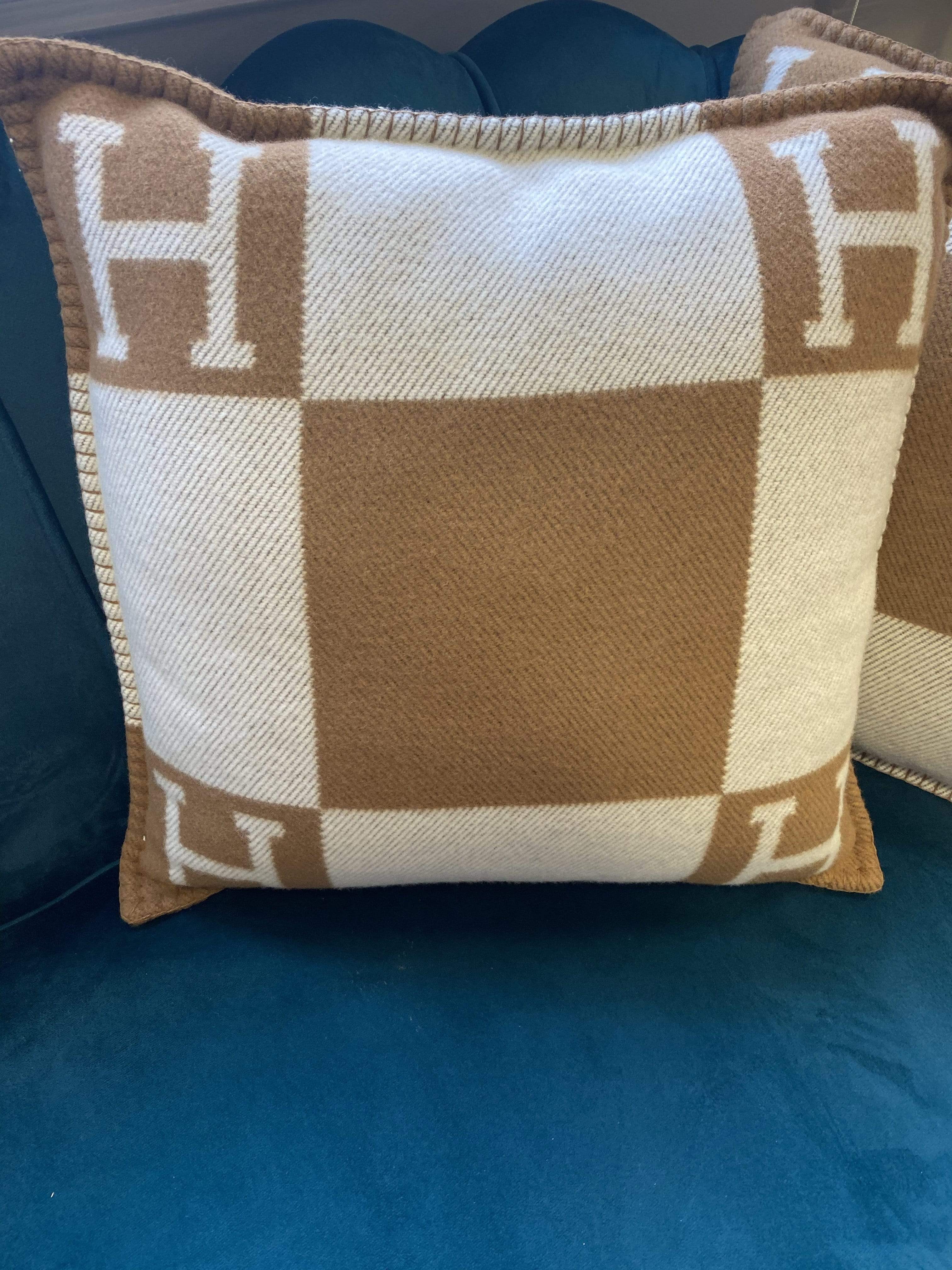 LuxuryPromise Hermes avalon pillow tan and ecru