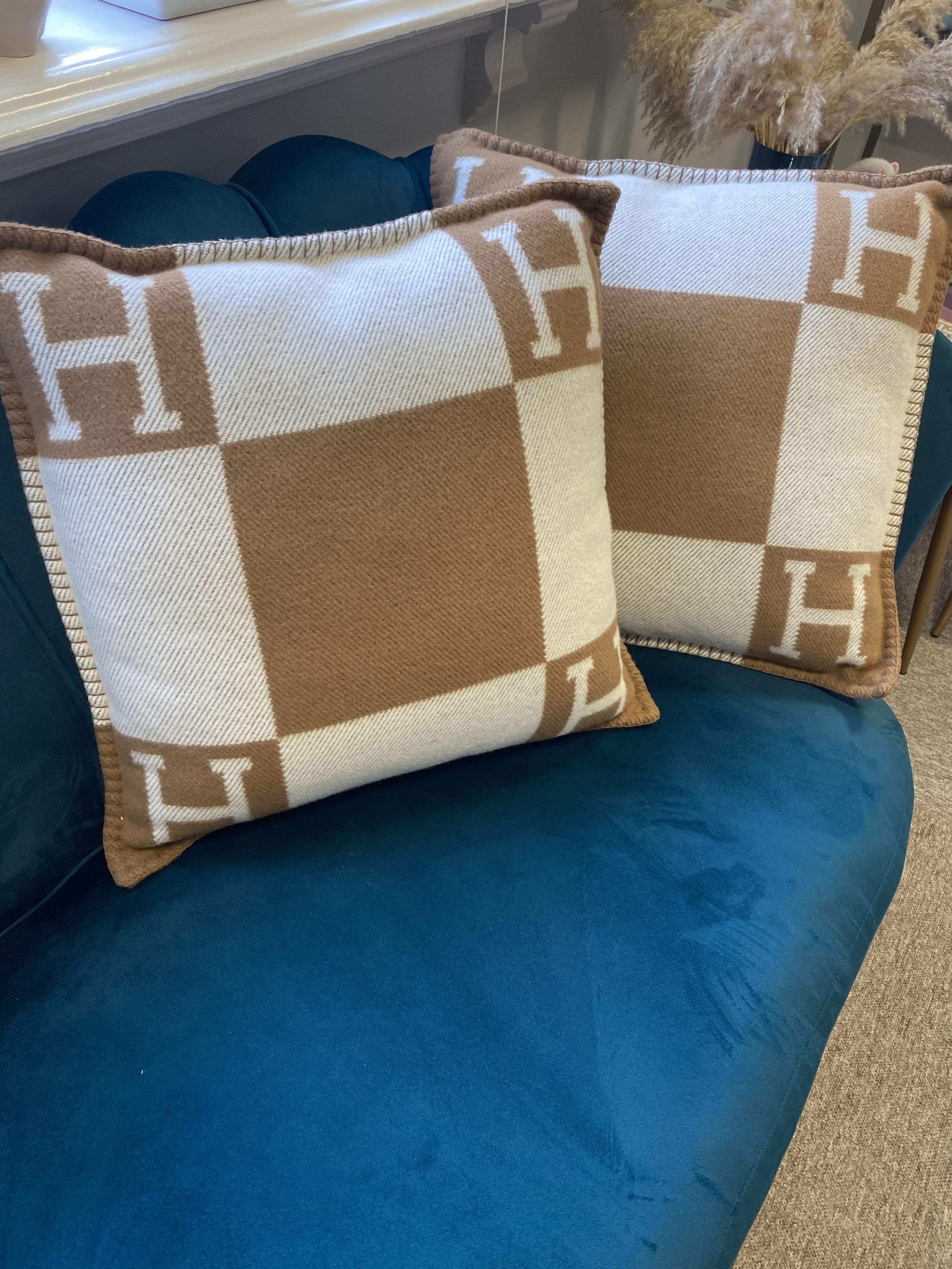 LuxuryPromise Hermes avalon pillow tan and ecru