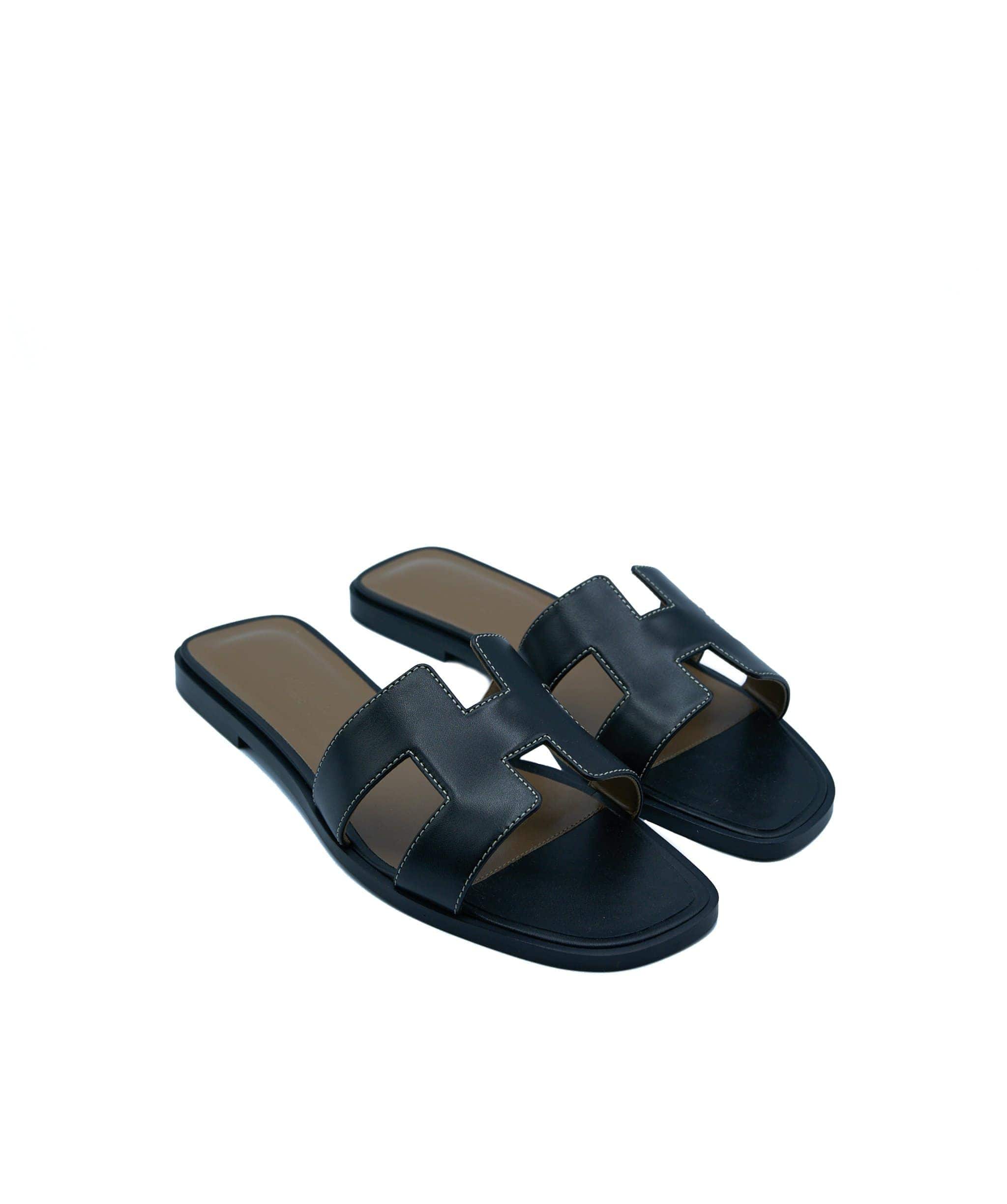 LuxuryPromise Hermes black oran sandals 37