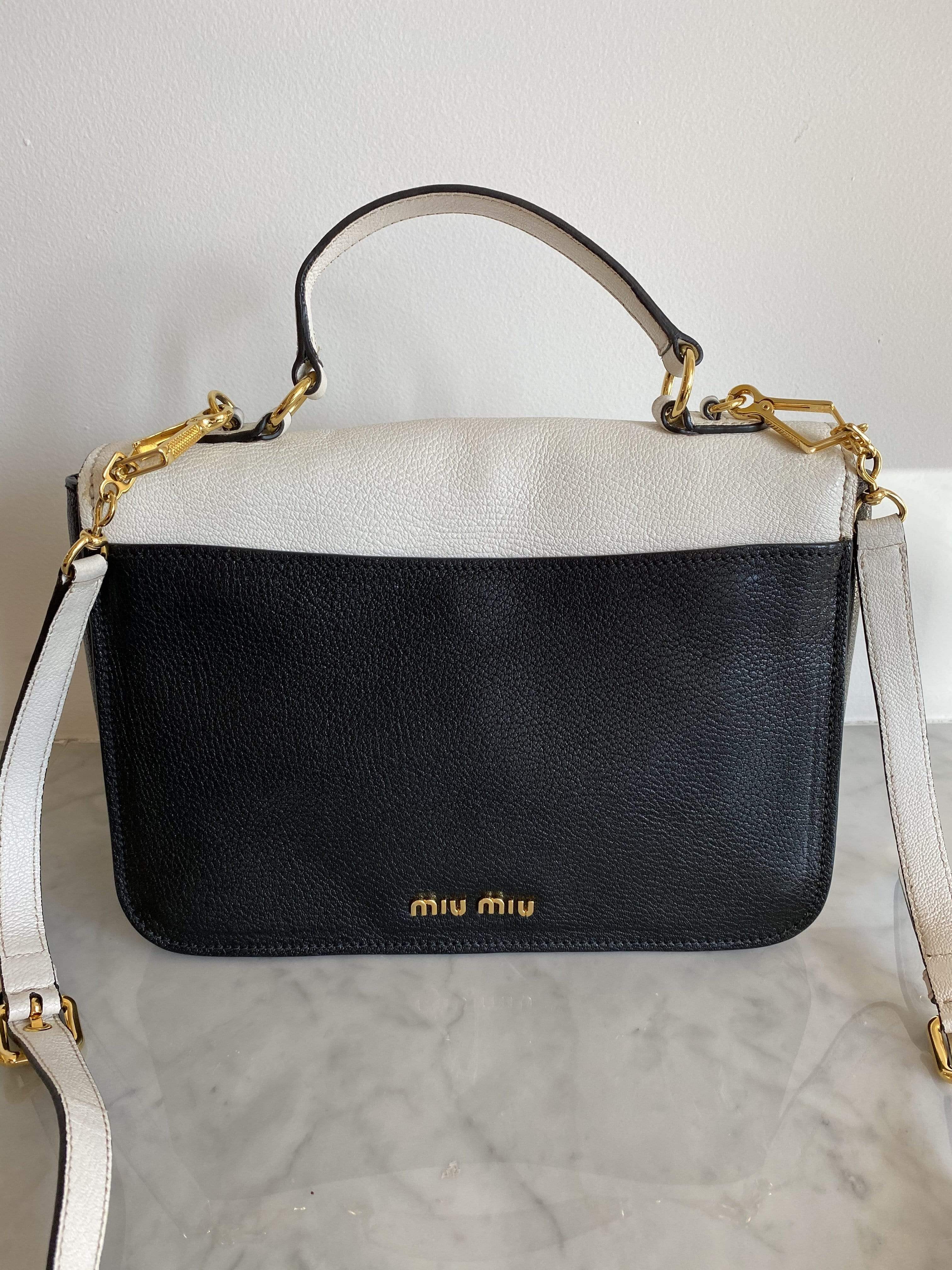 Miu Miu Miu Miu Black and White Madras Crossbody