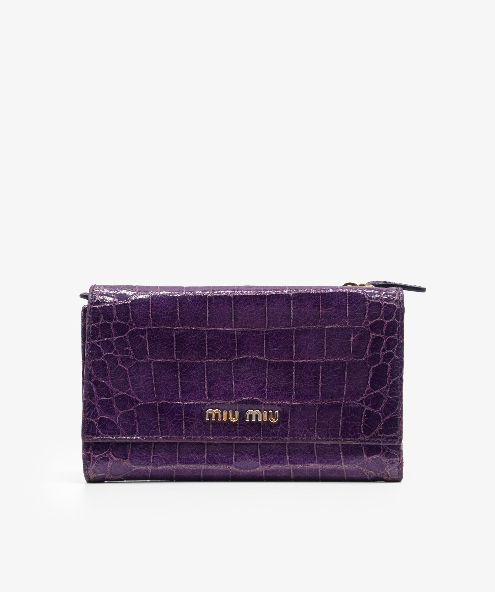 Miumiu Miu Miu Embossed Purple Wallet RJC1114