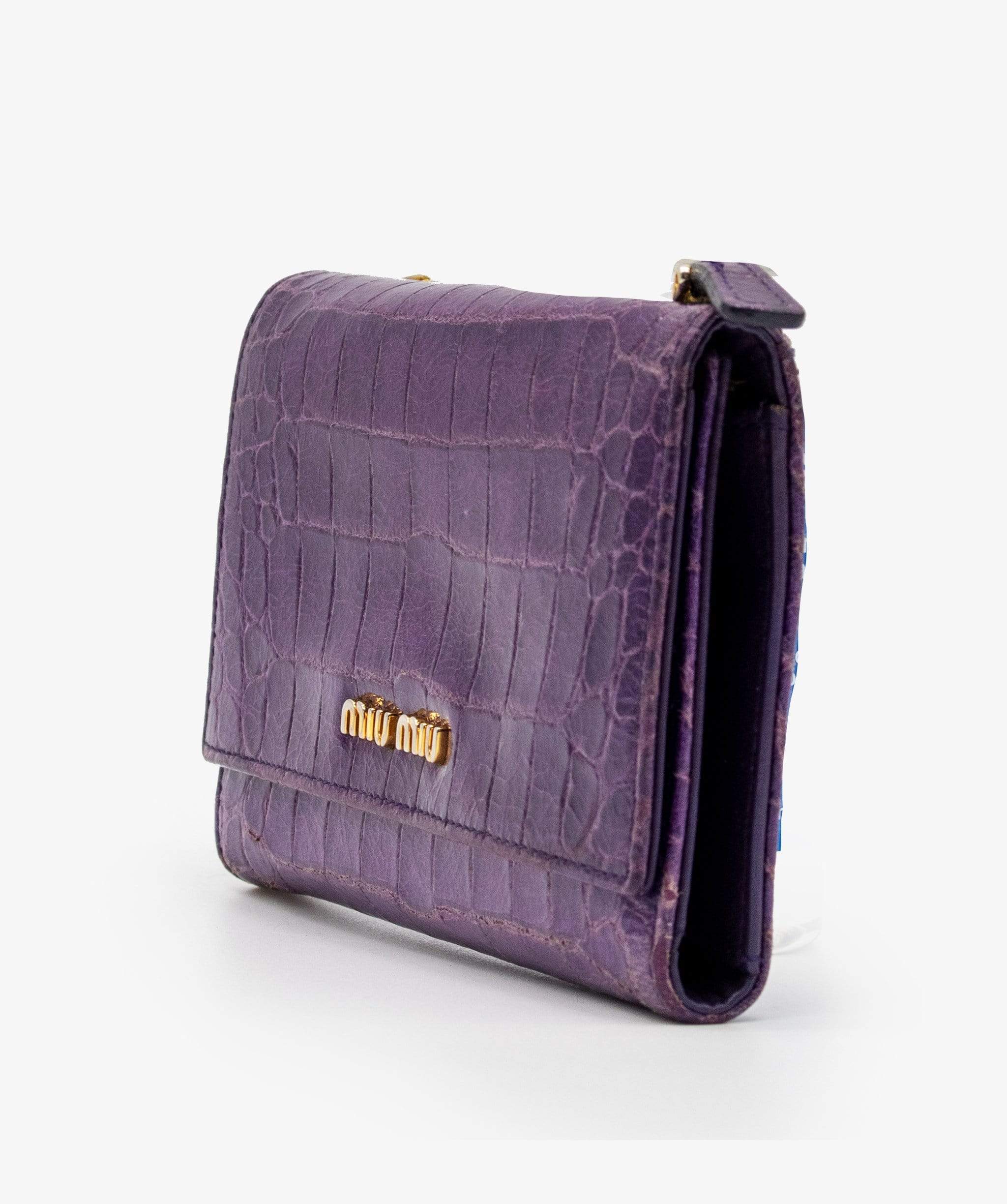 Miumiu Miu Miu Embossed Purple Wallet RJC1114