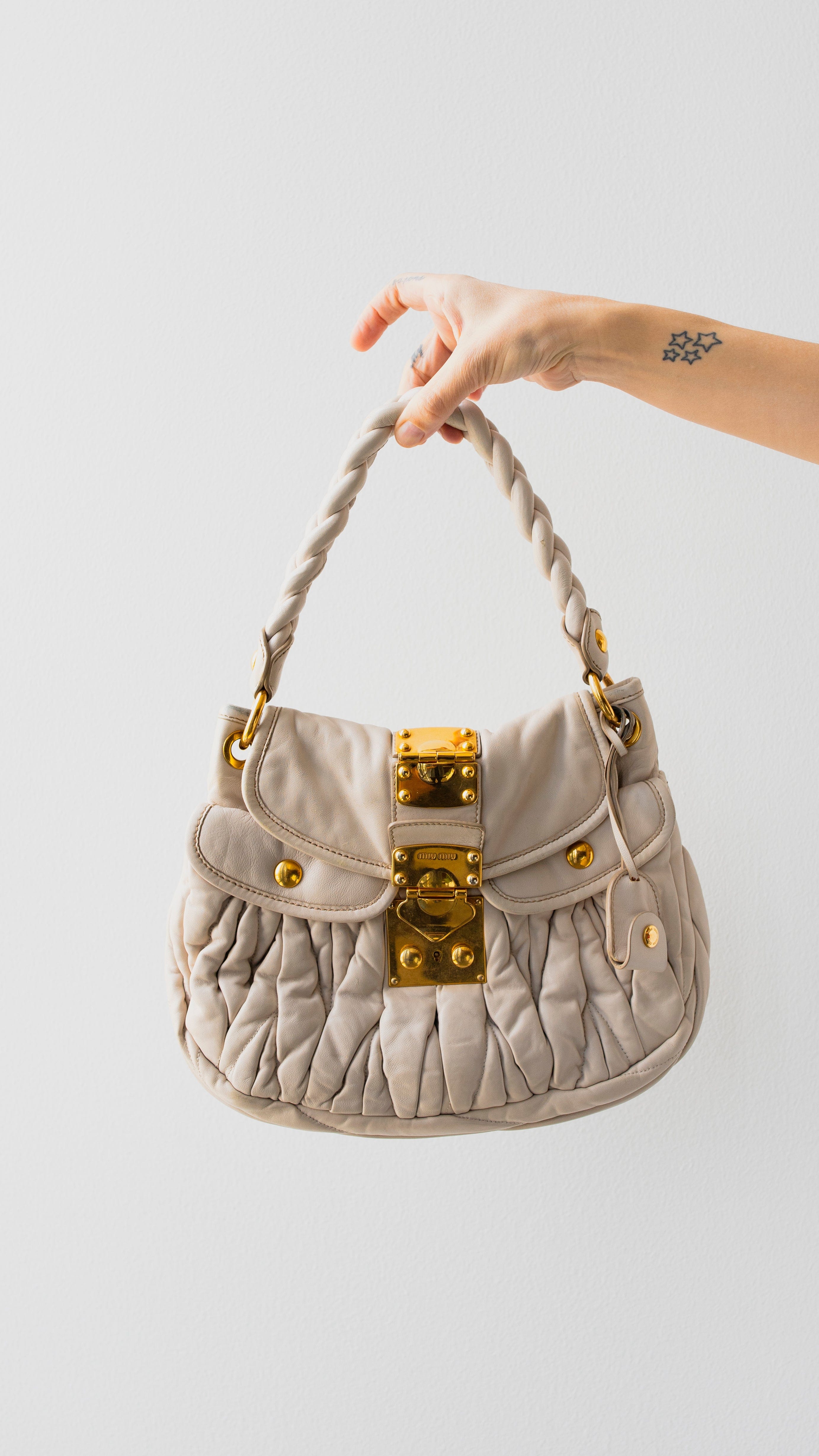 Miumiu Miu Miu Cream 2 Way Bag RJL1732