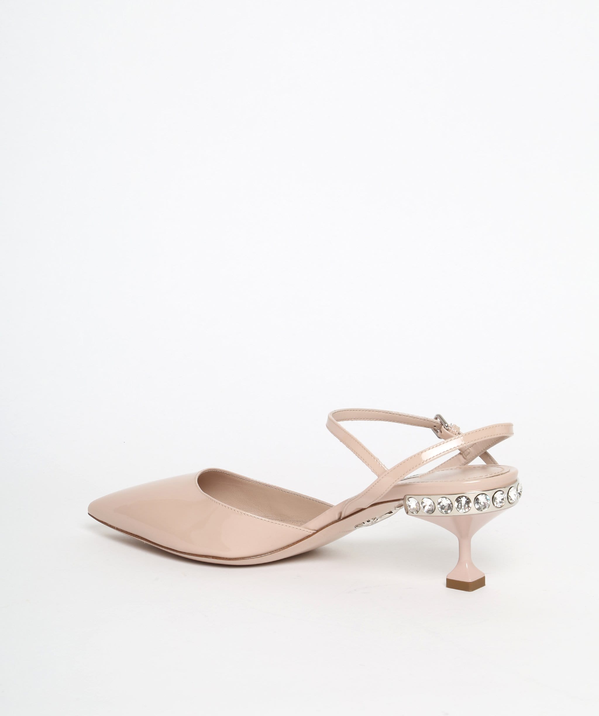 Miumiu Miu Miu Pale Pink Patent Kitten Diamante Heels Size 38