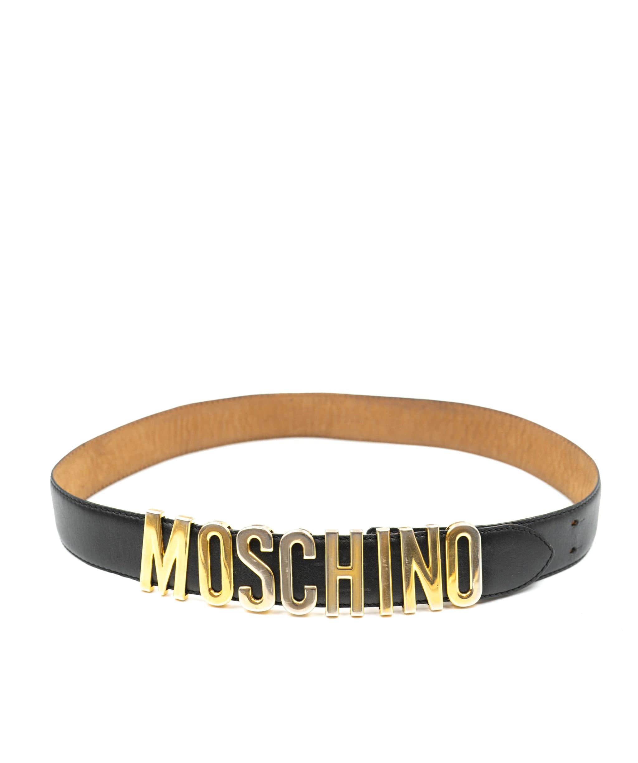 Moschino Moschino Black leather and gold logo belt - AWC1058