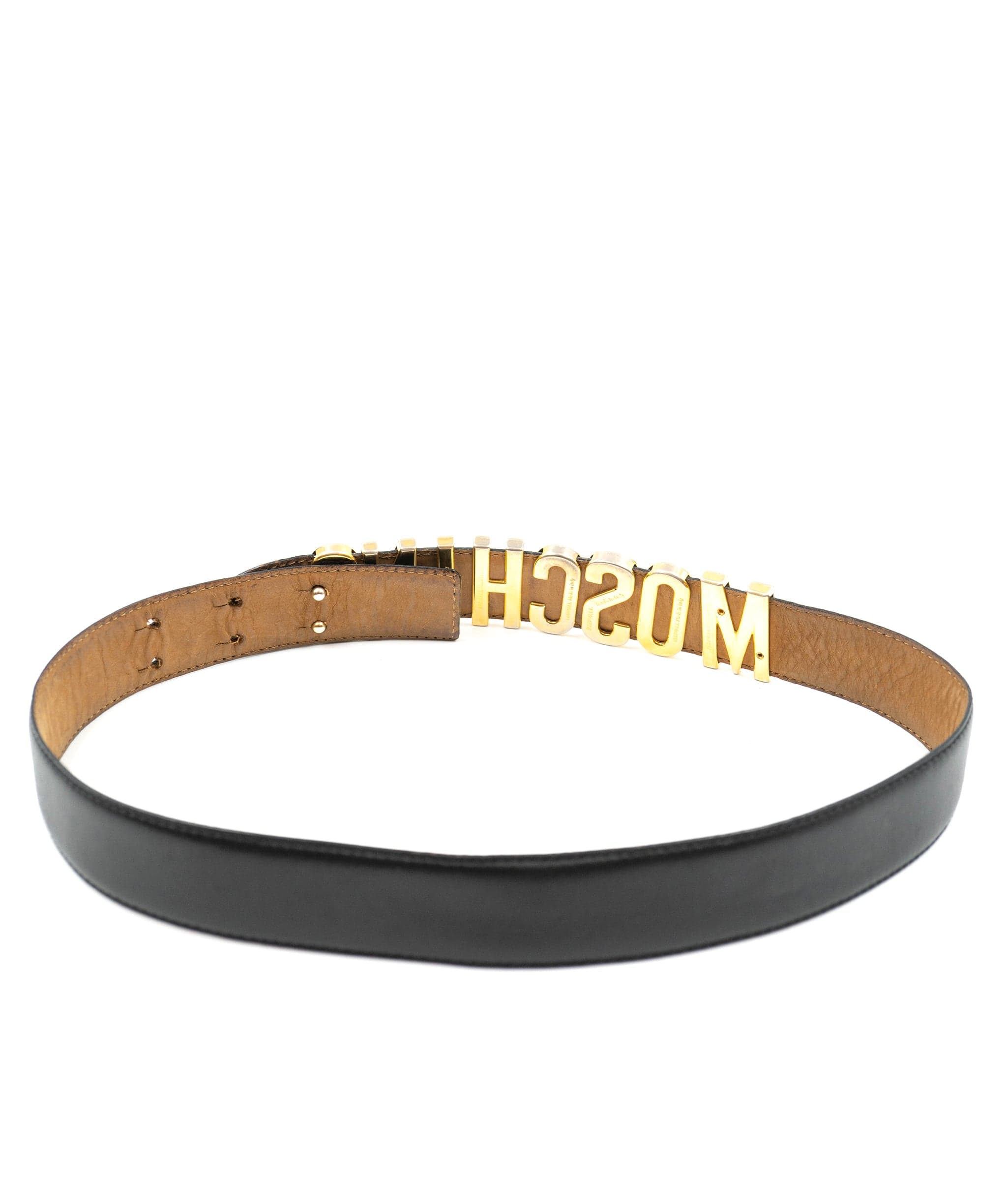 Moschino Moschino Black leather and gold logo belt - AWC1058