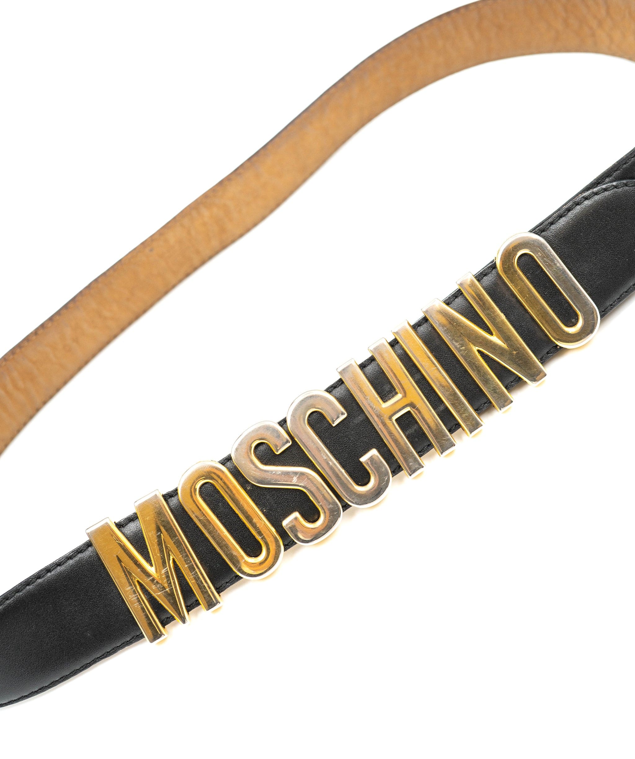 Moschino Moschino Black leather and gold logo belt - AWC1058