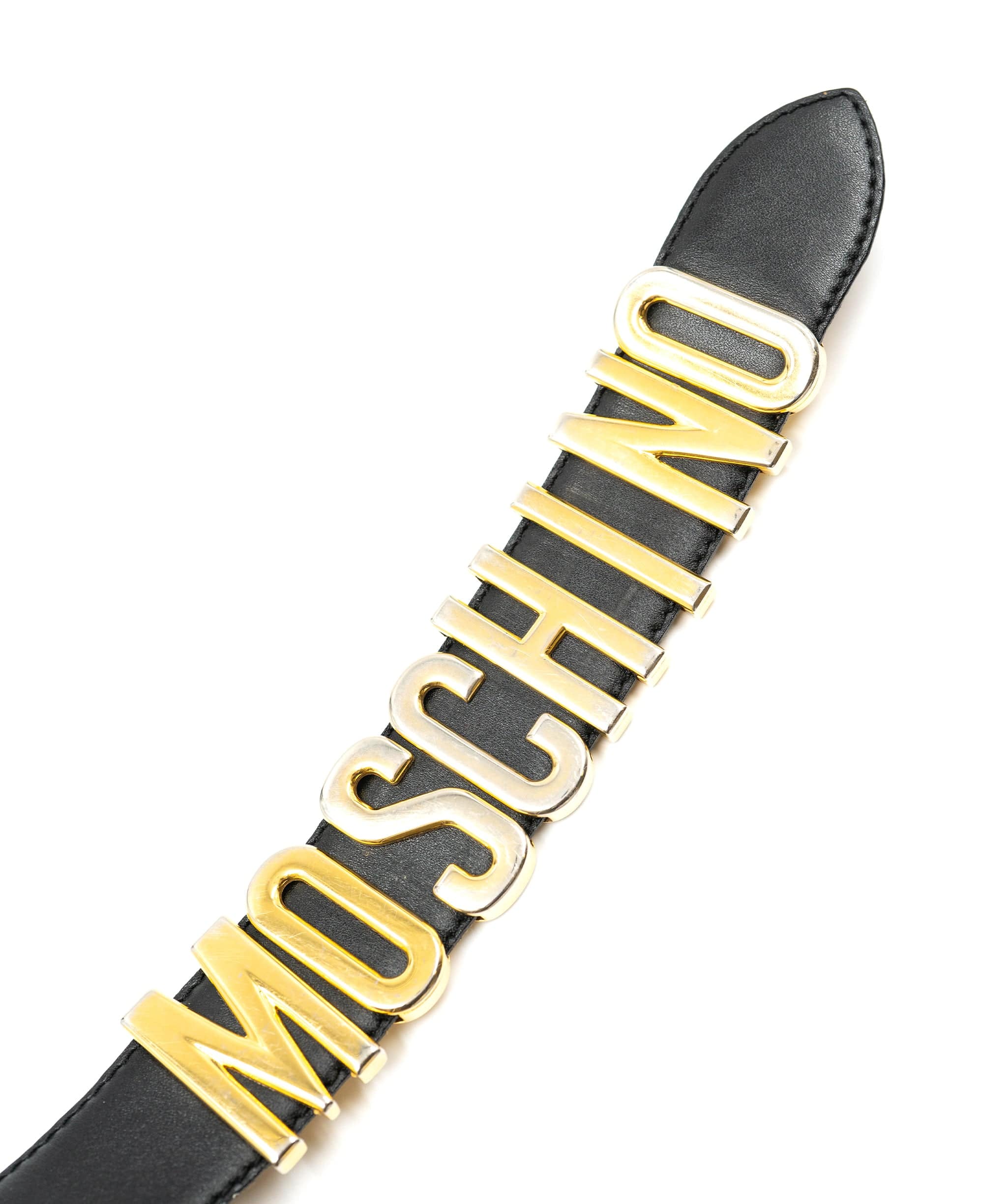 Moschino Moschino Black leather and gold logo belt - AWC1058