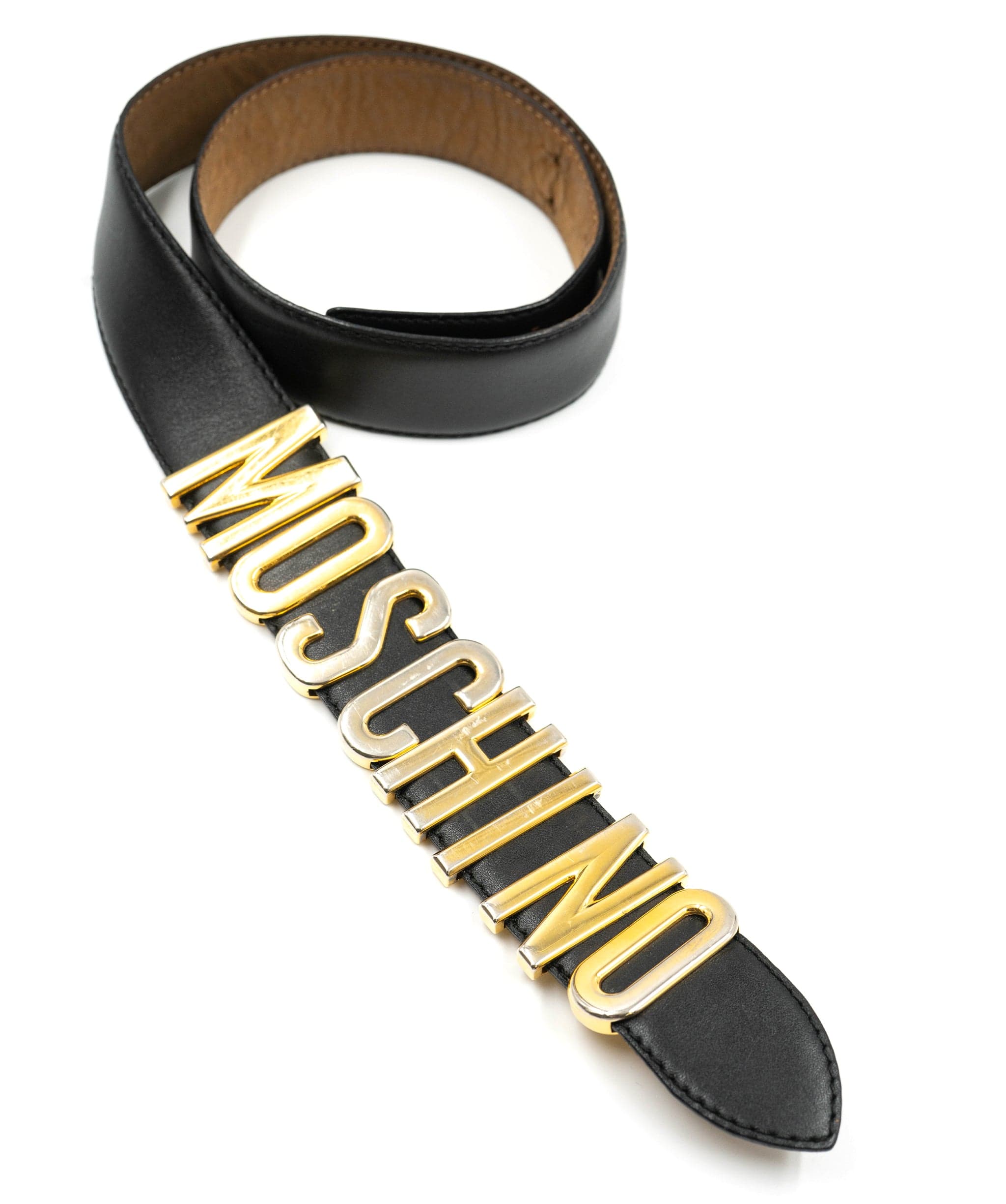 Moschino Moschino Black leather and gold logo belt - AWC1058