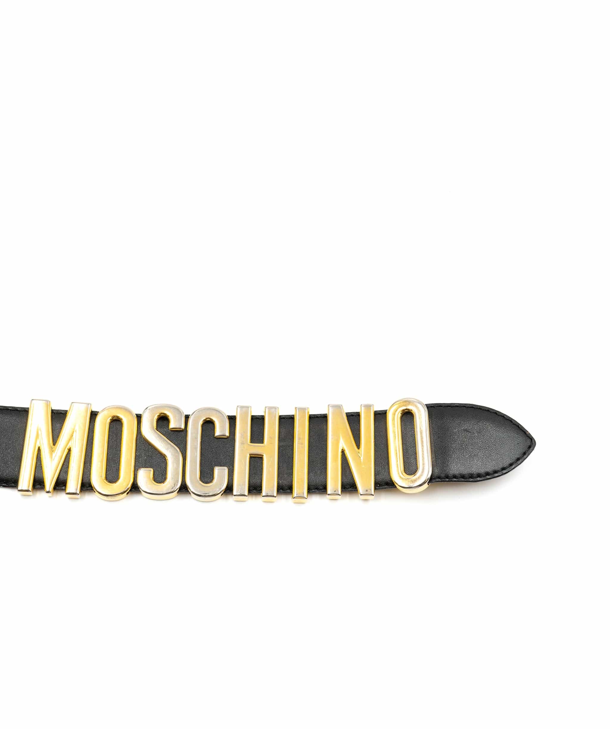 Moschino Moschino Black leather and gold logo belt - AWC1058