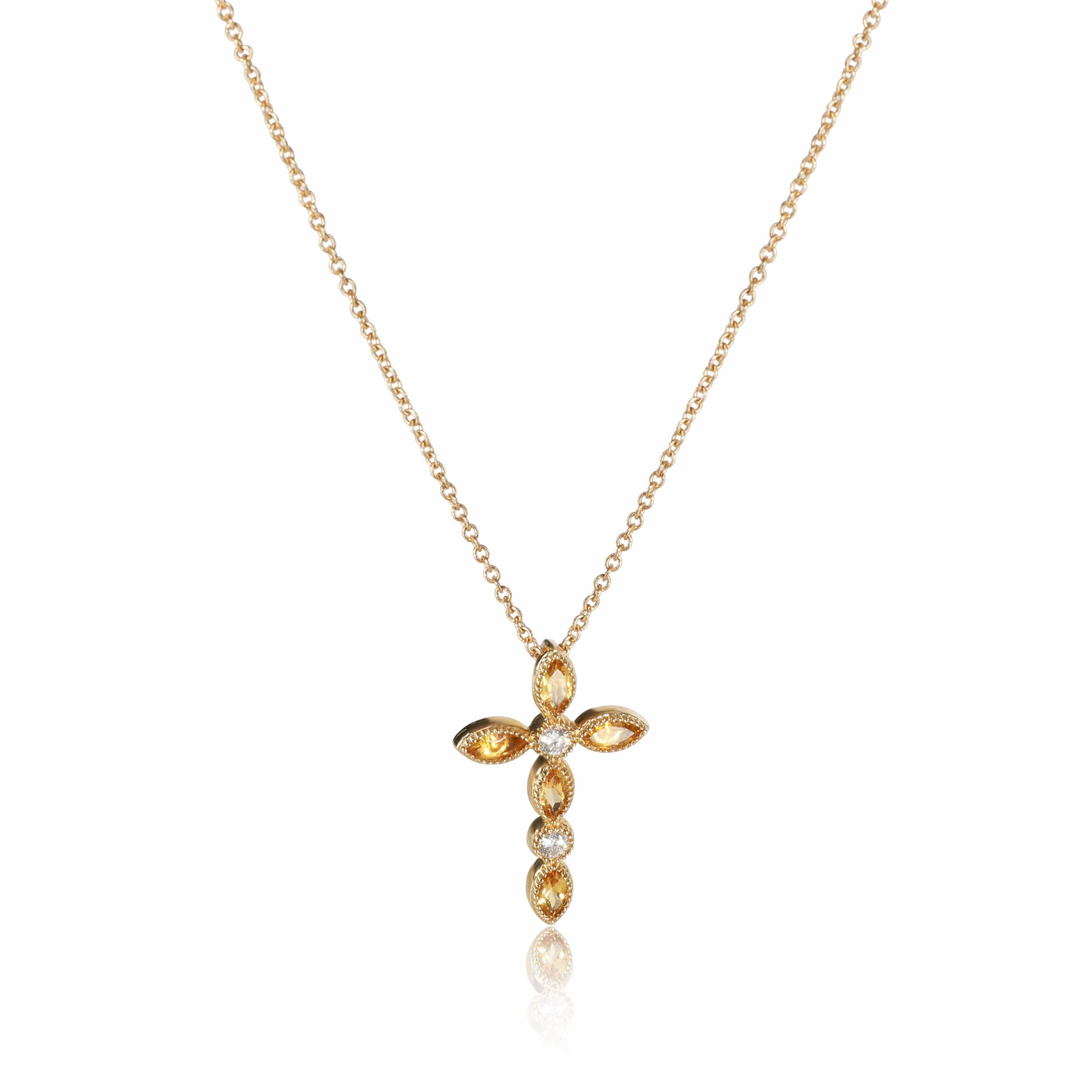 My Story My Story Dana Diamond & Citrine Necklace in 14K Yellow Gold 0.35 ctw