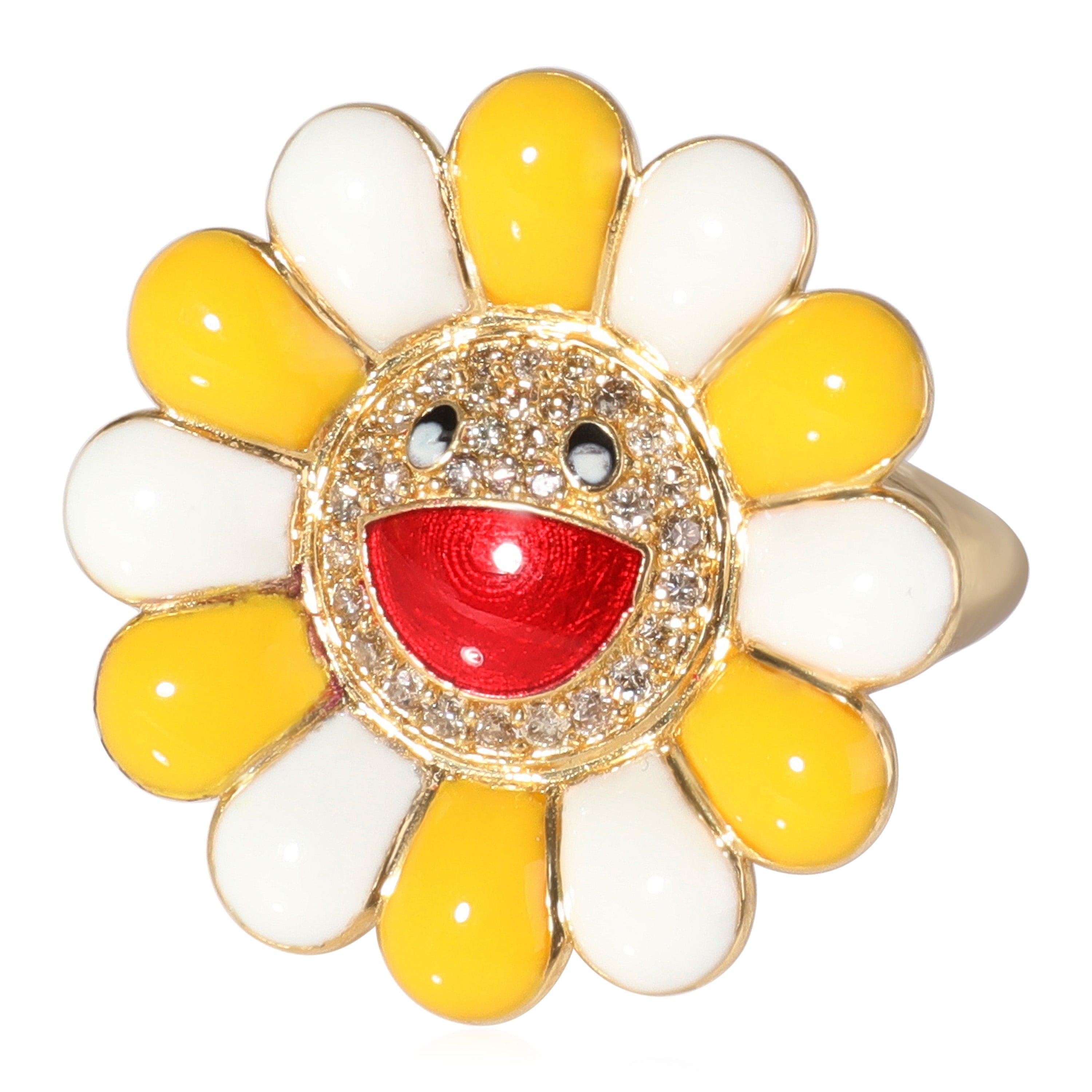 myGemma Takashi Murakami Sunflower Ring  in 18K Yellow Gold 0.27 CTW