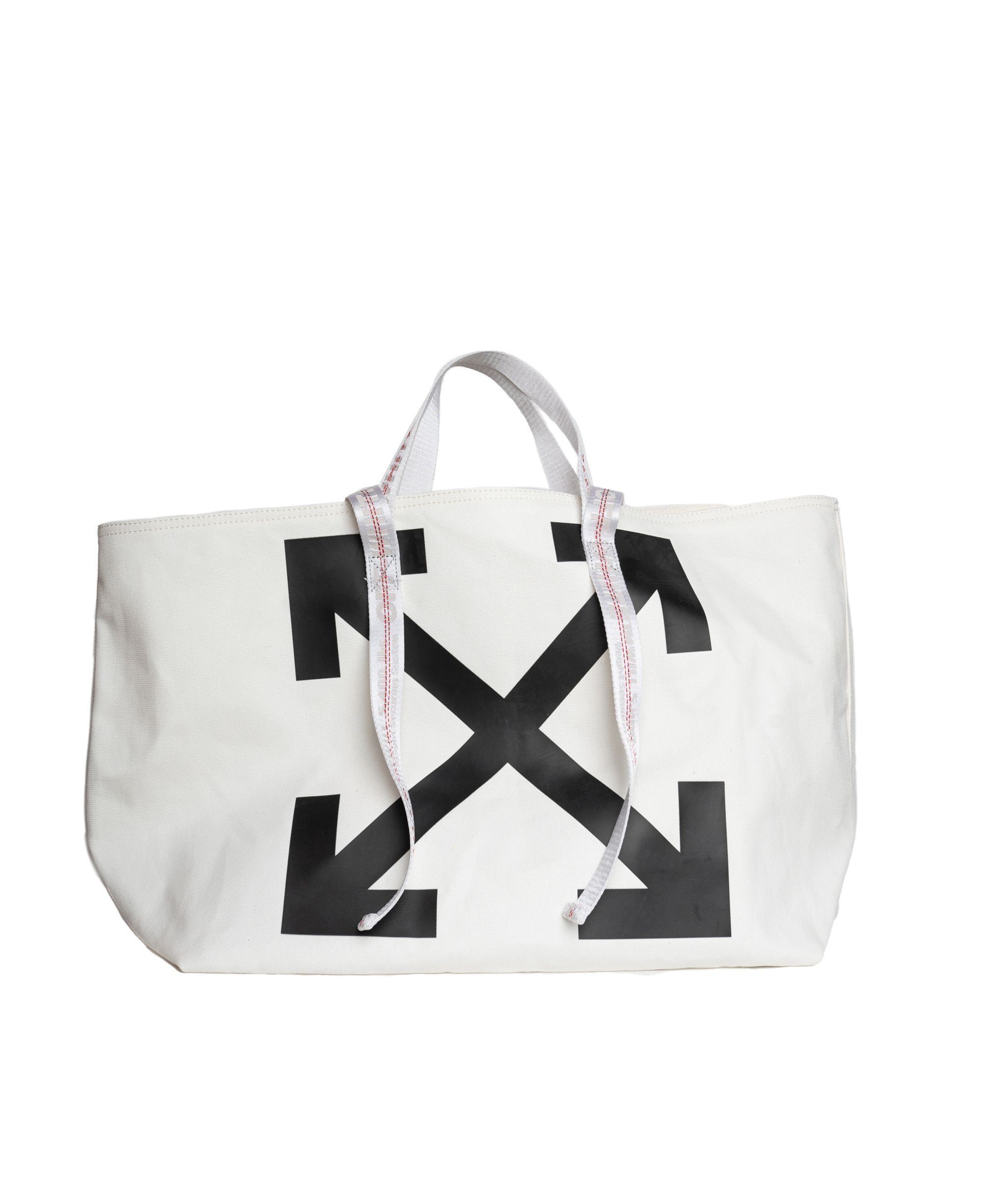 Off White Off White White Canvas Tote Bag  AGL1077