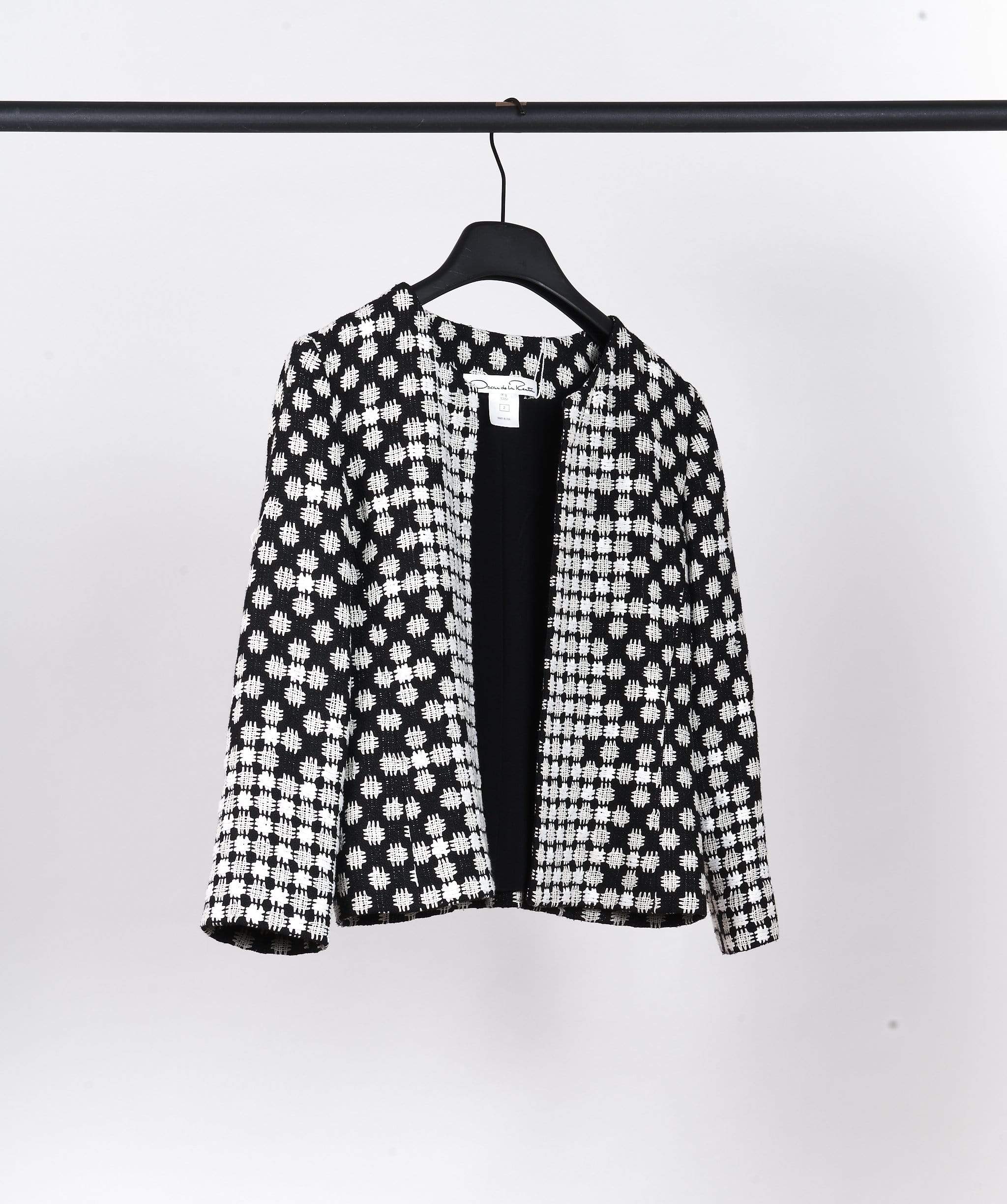 Oscar De La Renta Oscar De La Renta Black and White Cropped Blazer Size 2