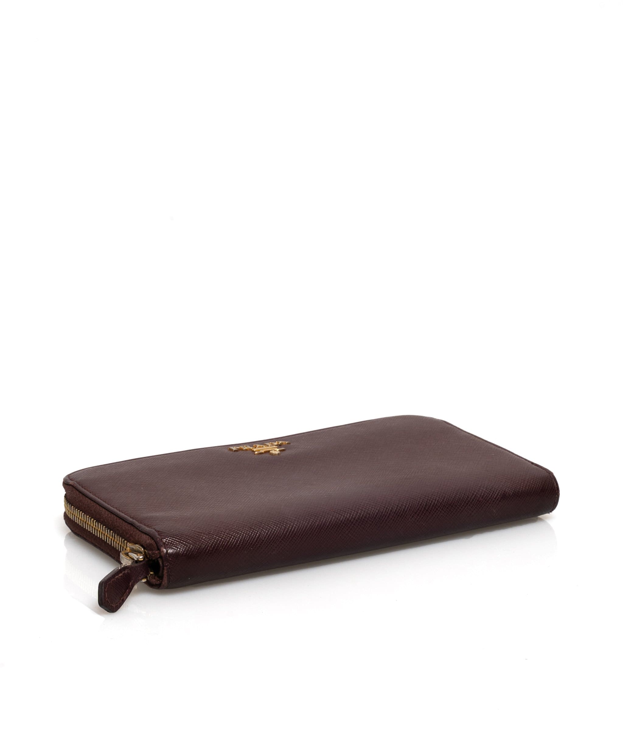 Prada Prada Burgundy Saffiano Leather Wallet GHW - MW2586