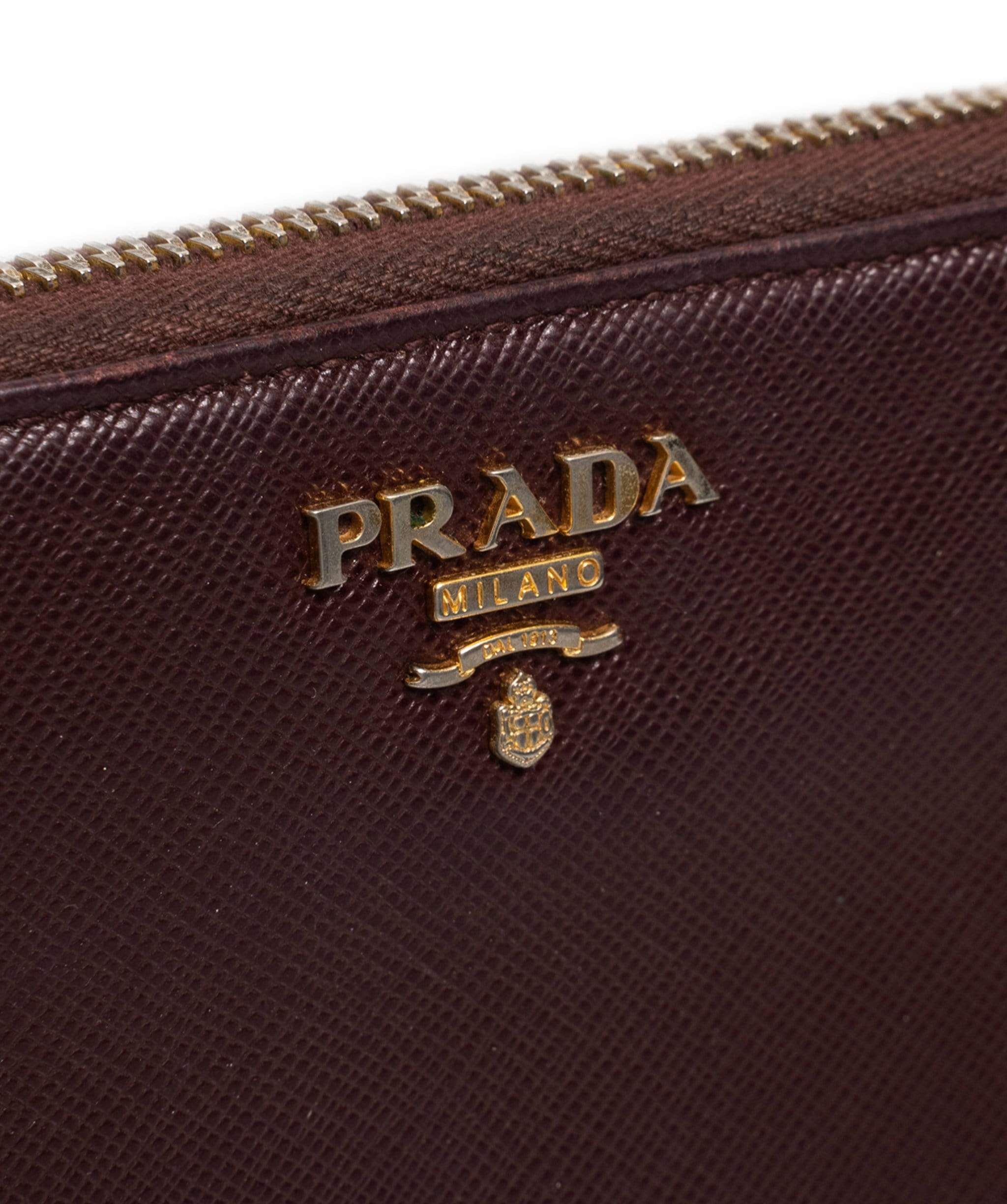 Prada Prada Burgundy Saffiano Leather Wallet GHW - MW2586