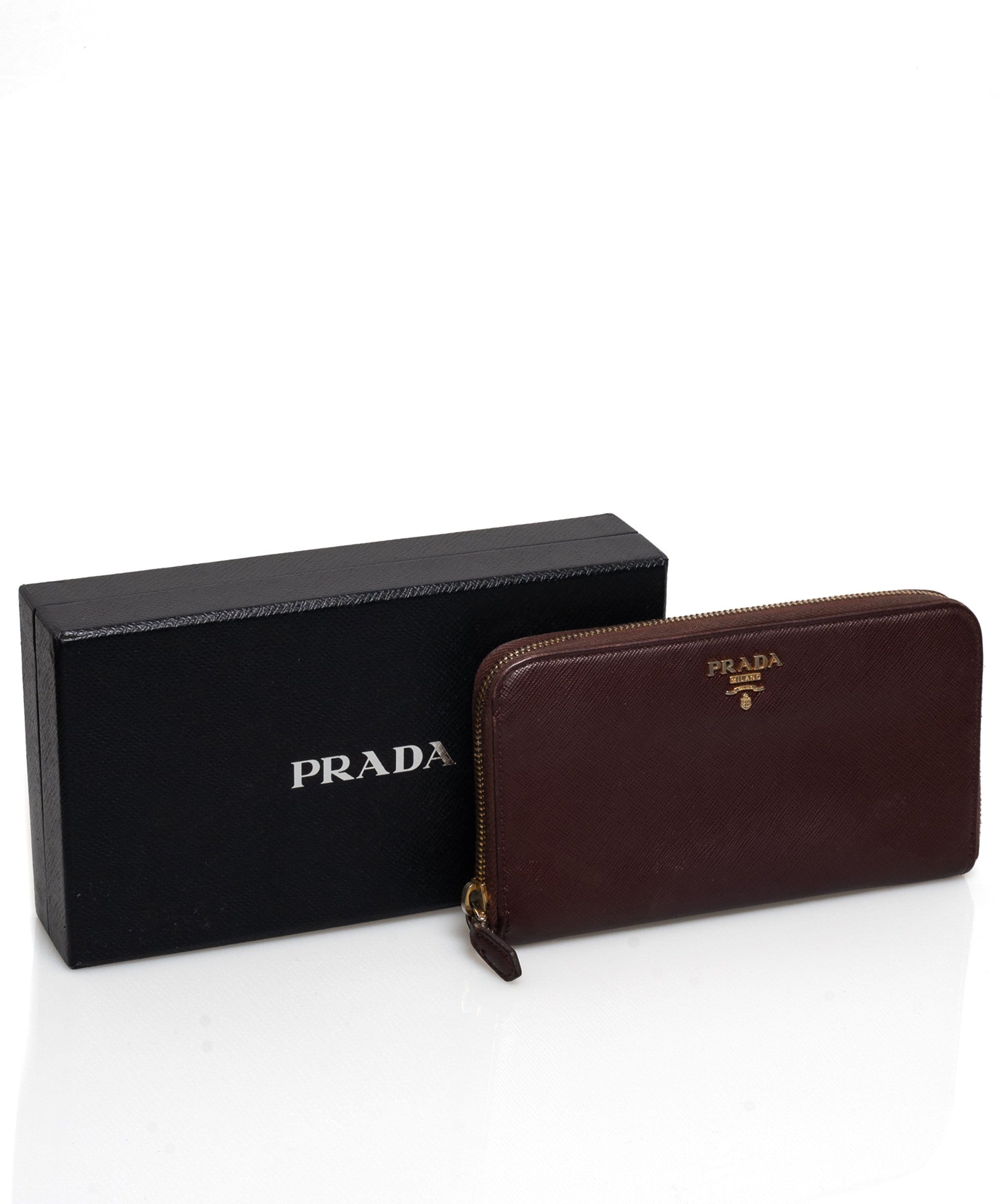 Prada Prada Burgundy Saffiano Leather Wallet GHW - MW2586