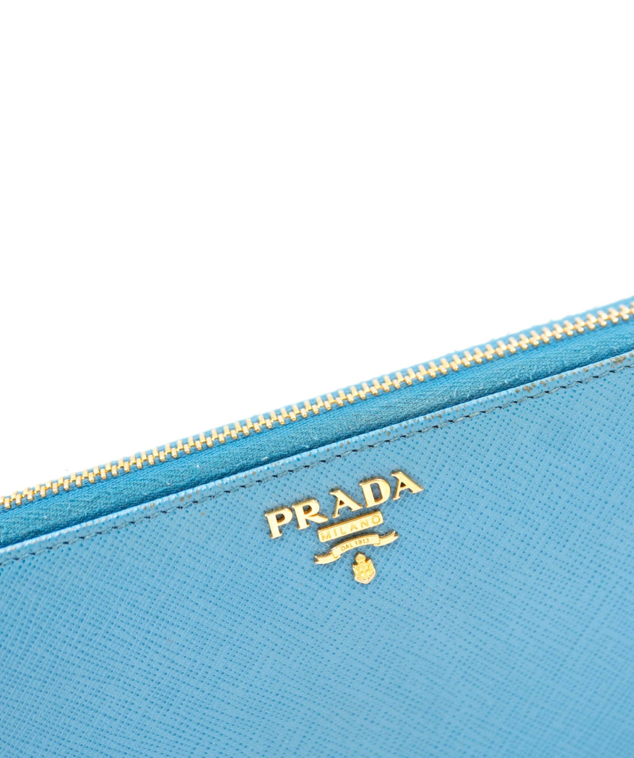 Prada Prada Light Blue Saffiano Zippy Long Wallet - AWC1679