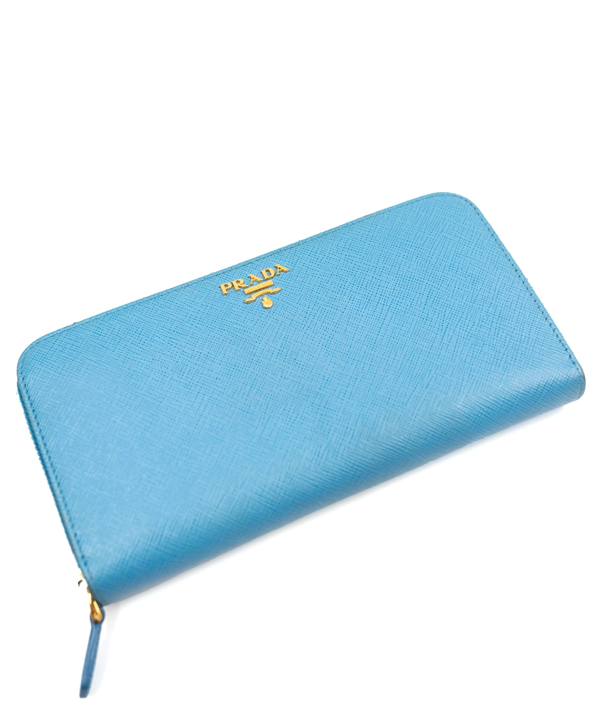 Prada Prada Light Blue Saffiano Zippy Long Wallet - AWC1679