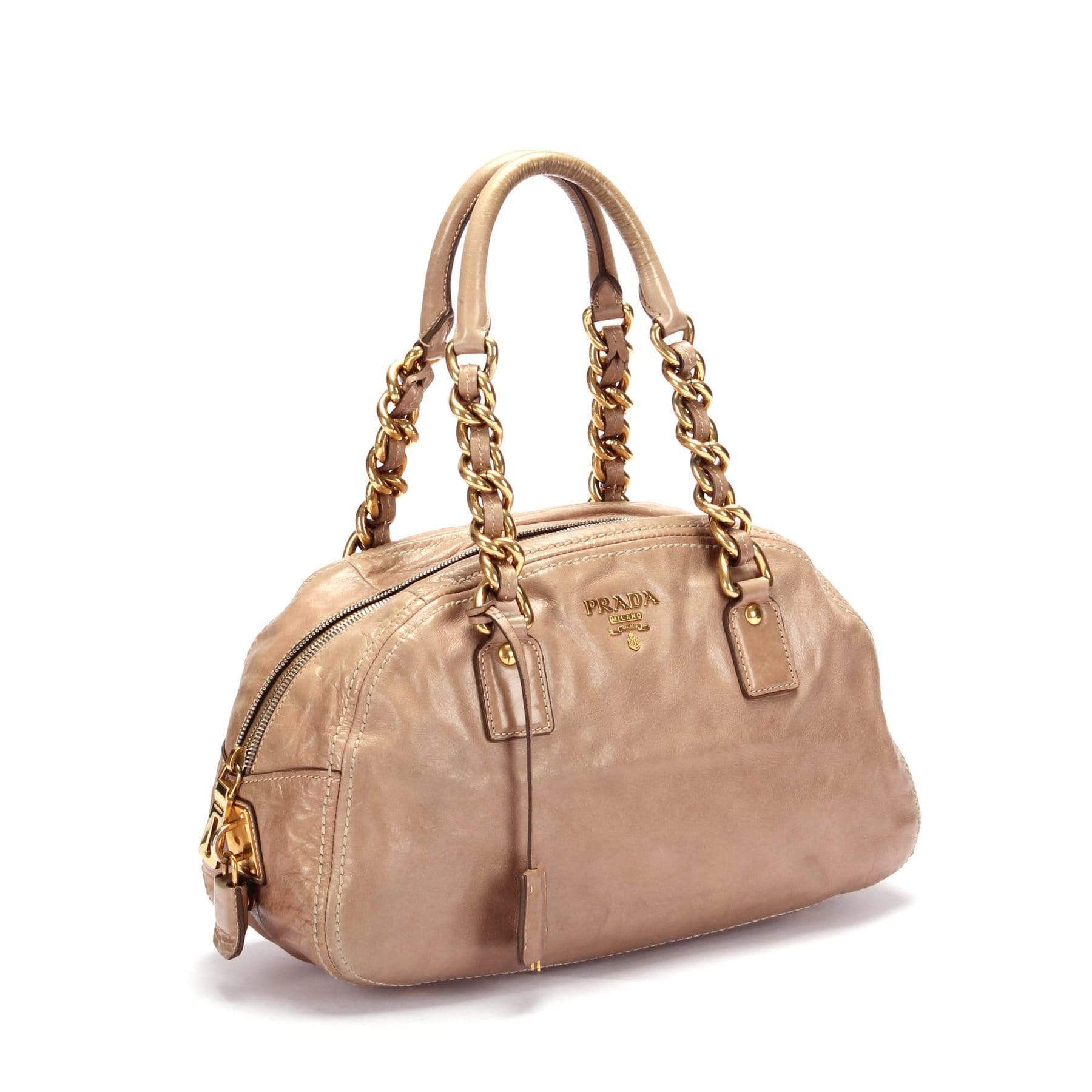 Prada Prada Beige Vitello Shine Bowler Bag - RCL1142