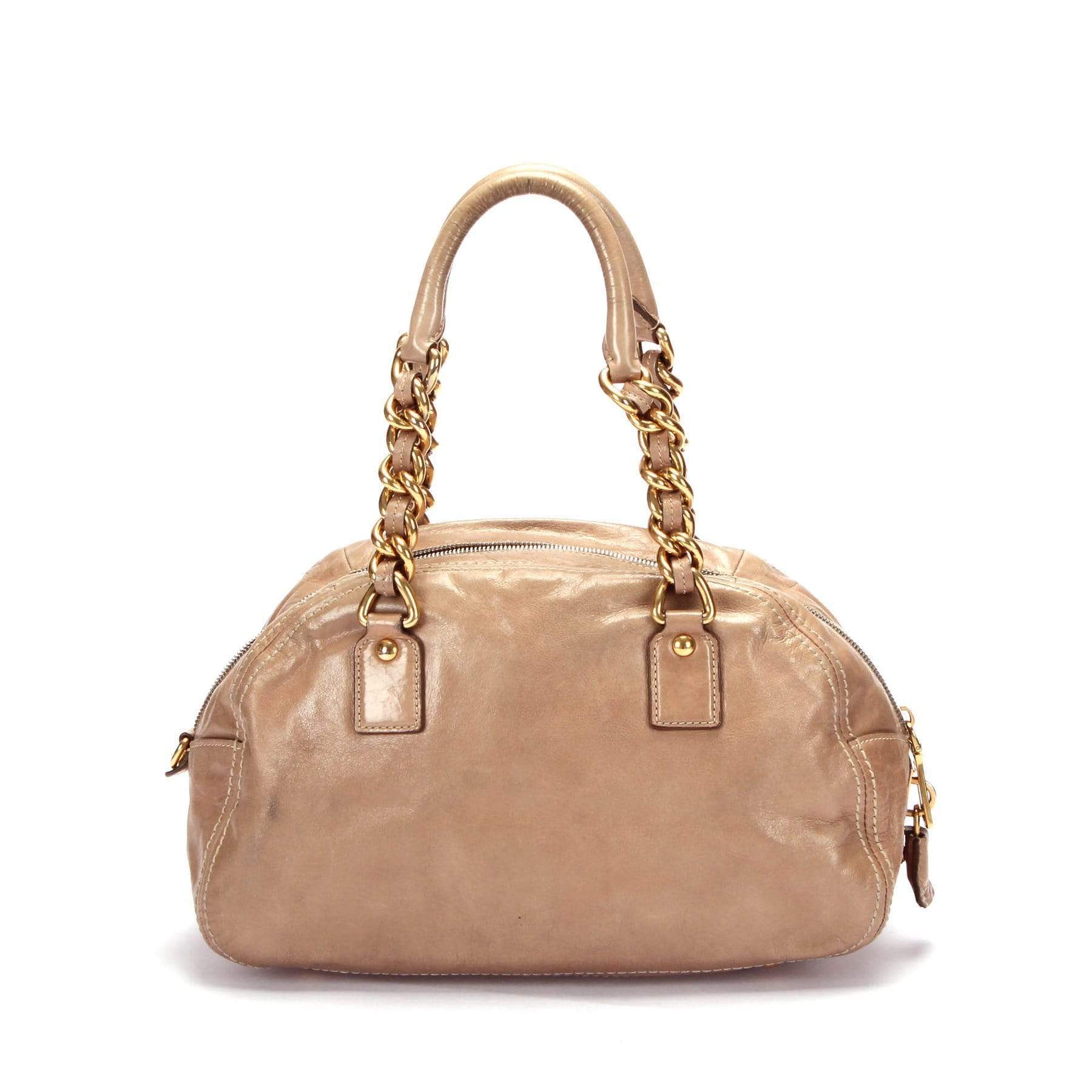 Prada Prada Beige Vitello Shine Bowler Bag - RCL1142