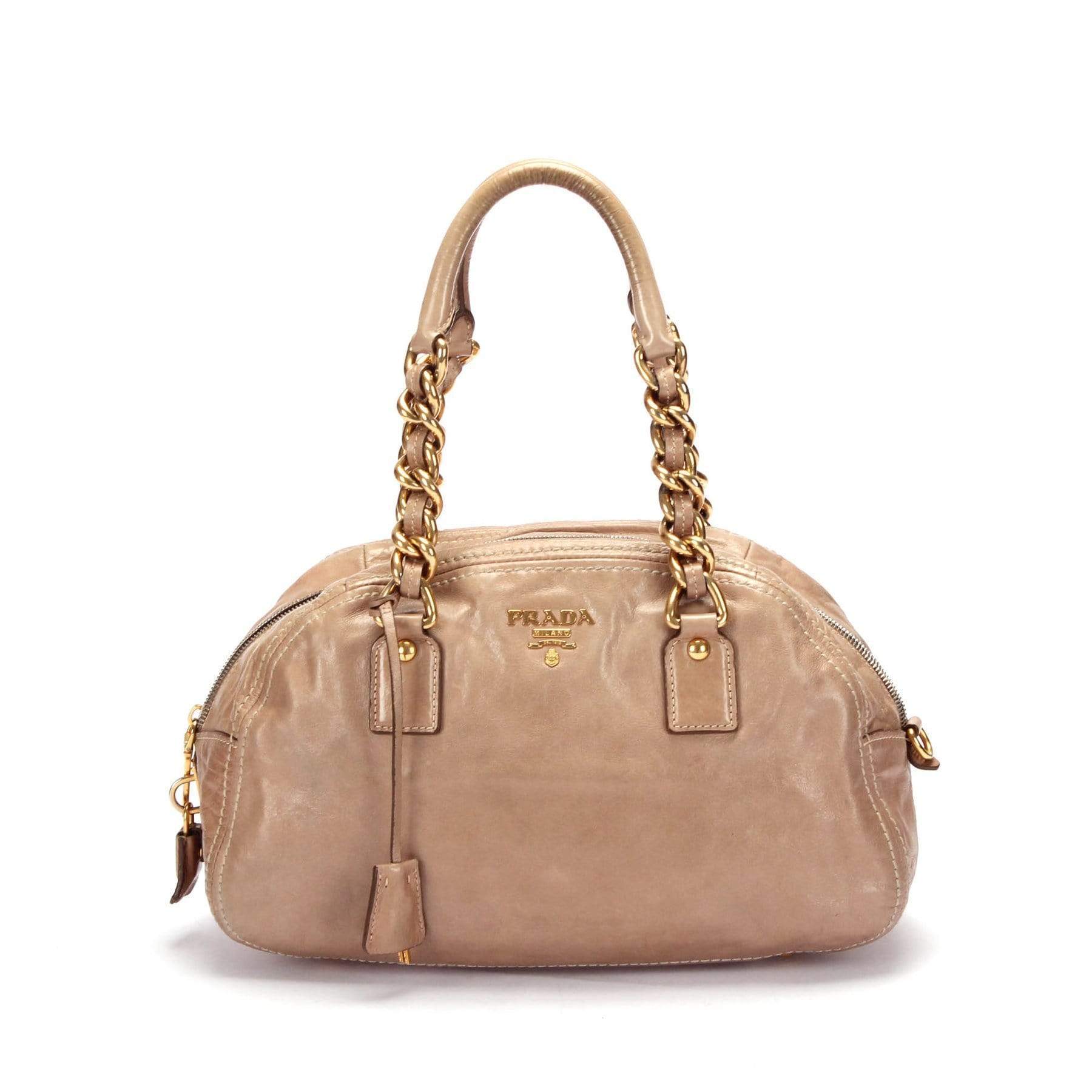 Prada Prada Beige Vitello Shine Bowler Bag - RCL1142