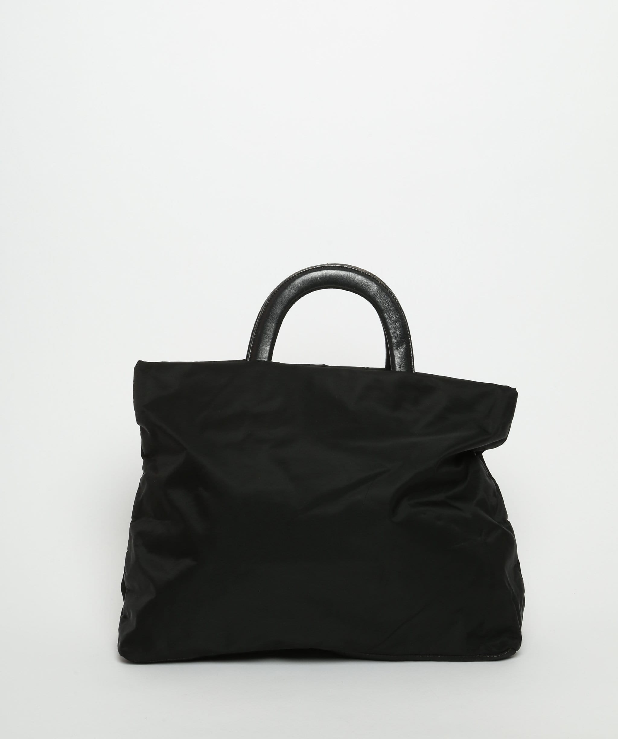 Prada Prada Black Nylon Handbag with Leather Handles