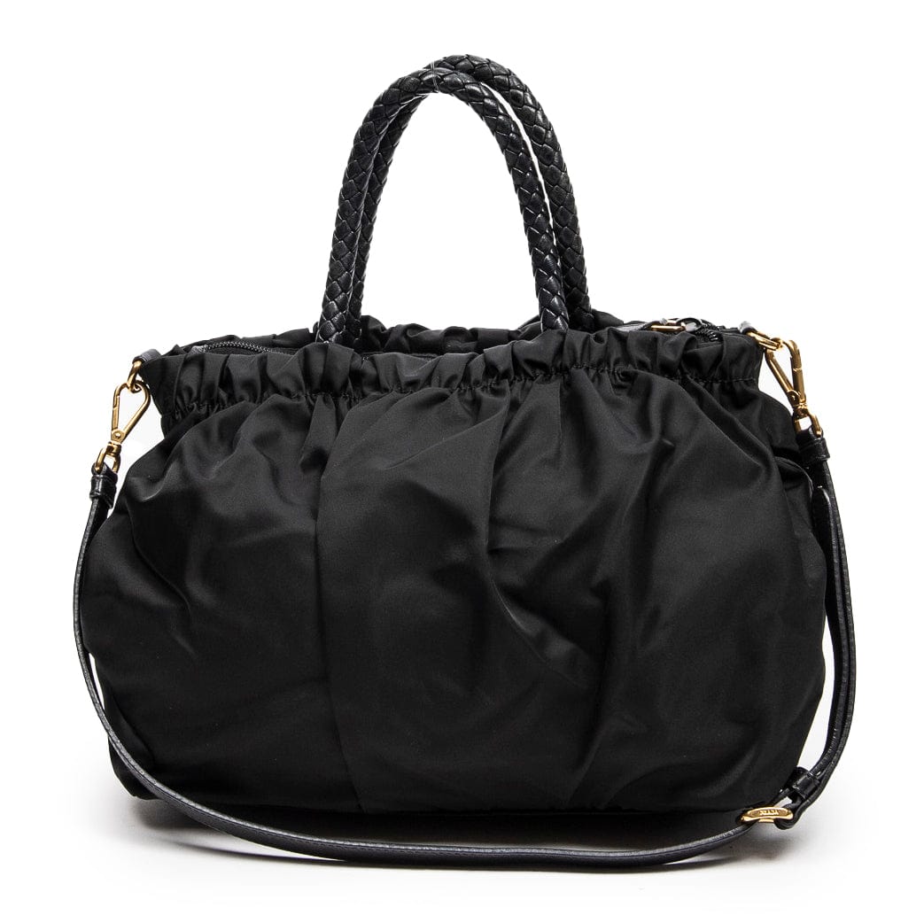 Prada Prada Black Nylon Top Zip Front Ribbon Tote - AWC1676