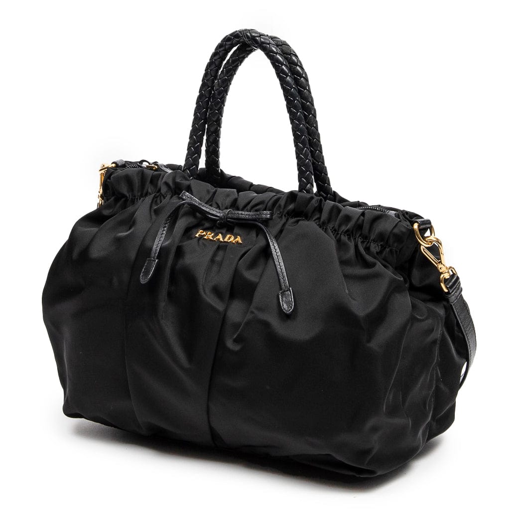 Prada Prada Black Nylon Top Zip Front Ribbon Tote - AWC1676