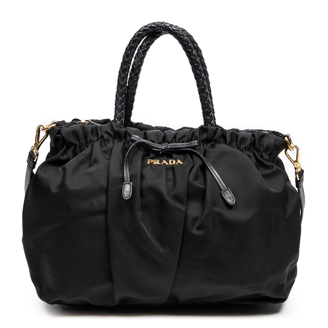 Prada Prada Black Nylon Top Zip Front Ribbon Tote - AWC1676