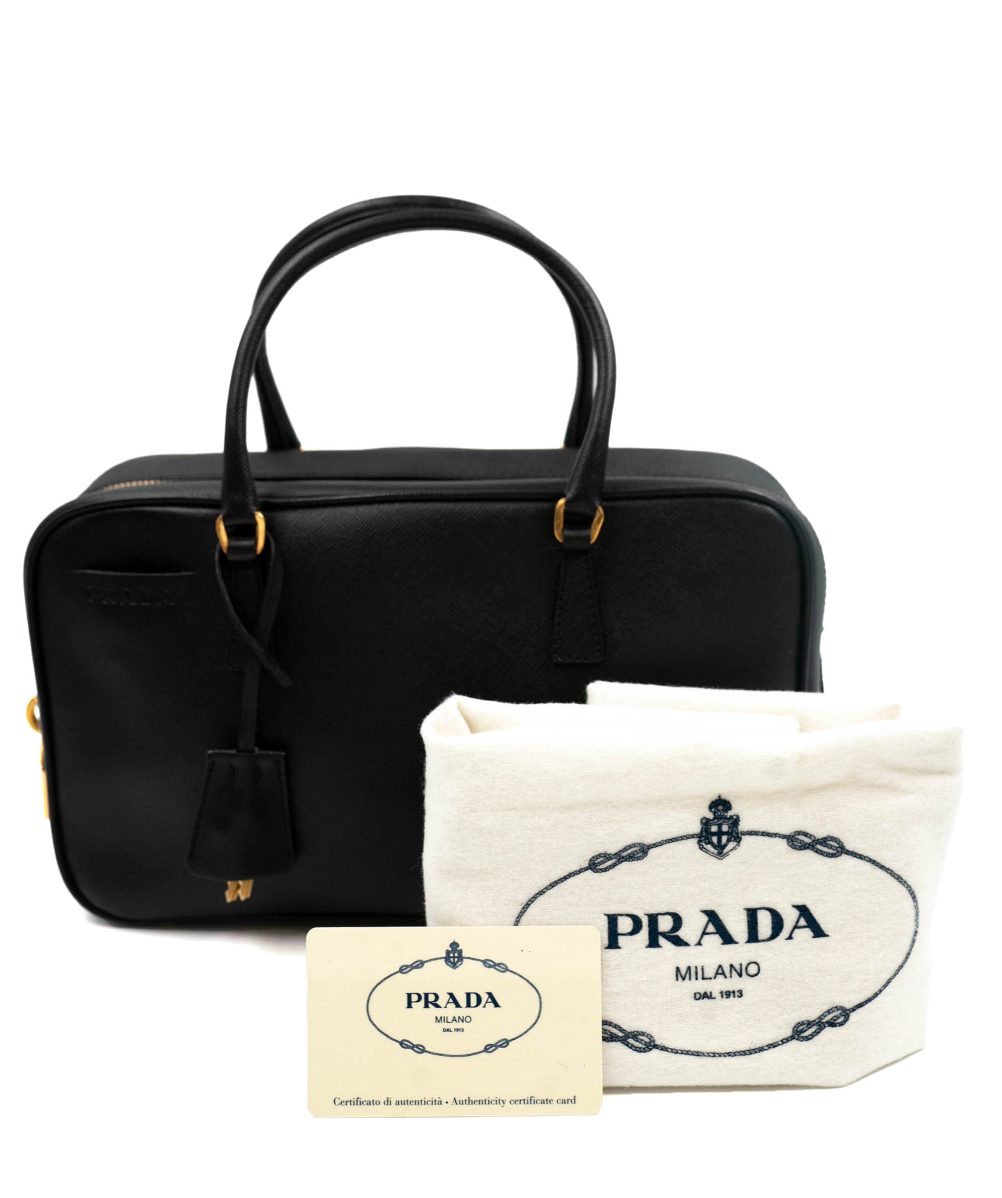 Prada Prada Black Saffiano Rectangular Mini Carrier Bag - AWC1673