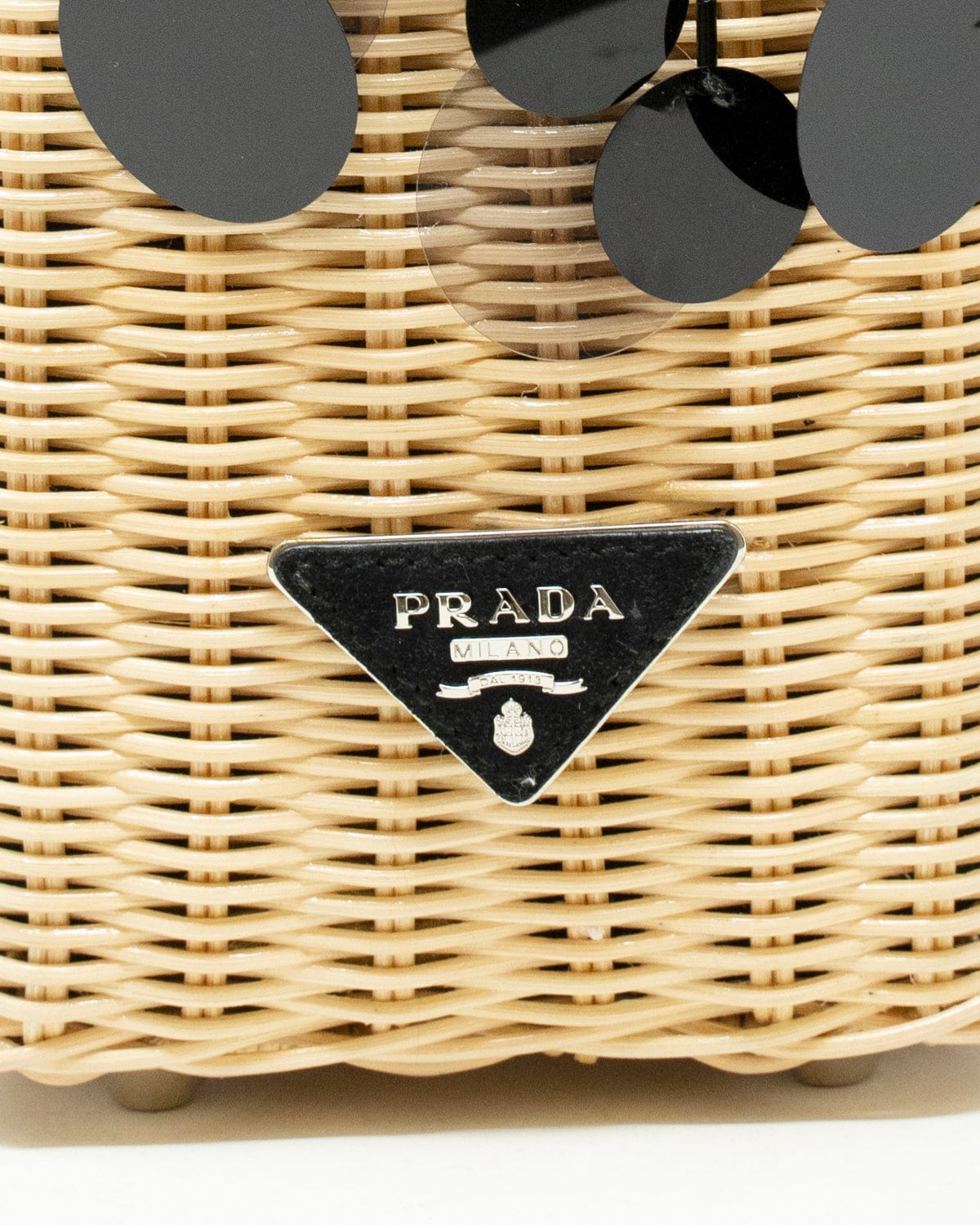 Prada Prada Black Sequin Detail Wicka Basket Bag - AGL1886