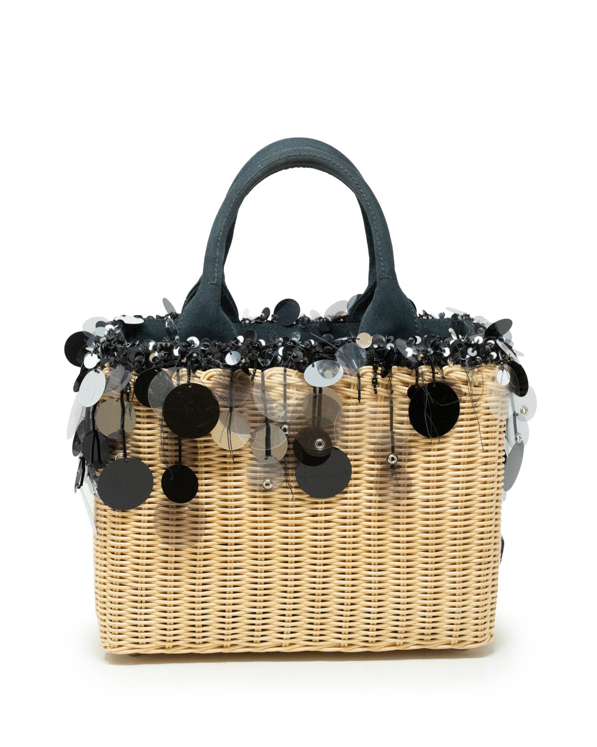 Prada Prada Black Sequin Detail Wicka Basket Bag - AGL1886